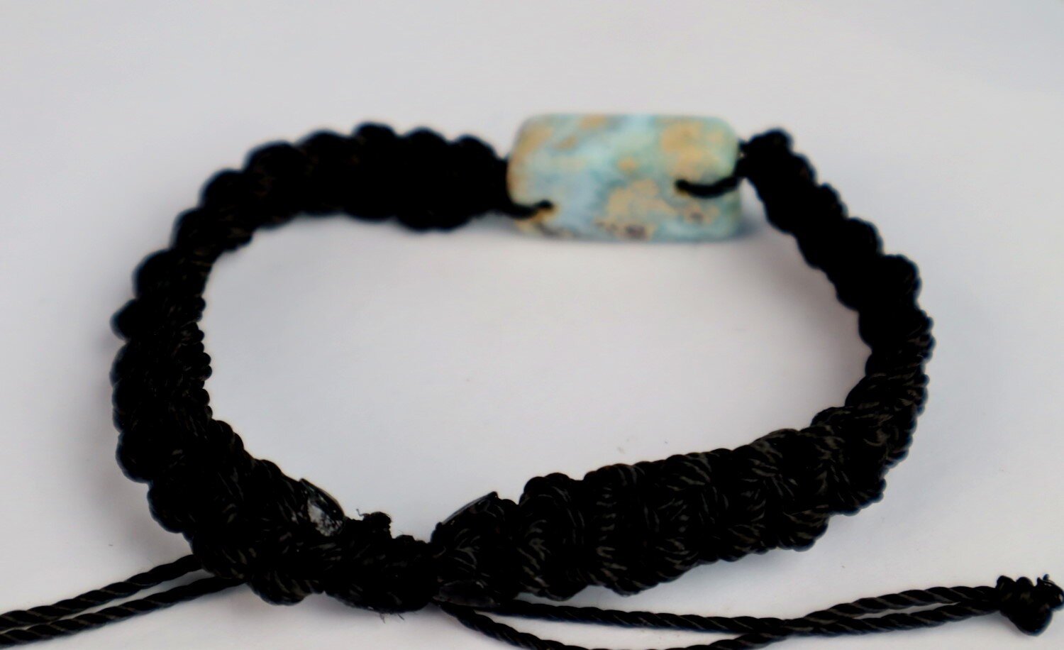 Rarest Natural Ocean Blue Larimar Bracelet Wristband adjustable cord – photo 4
