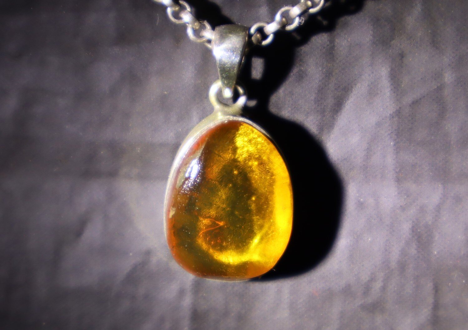 Beautiful Natural Clear Orange Amber .925 Sterling Silver Pendant 28mm – photo 8