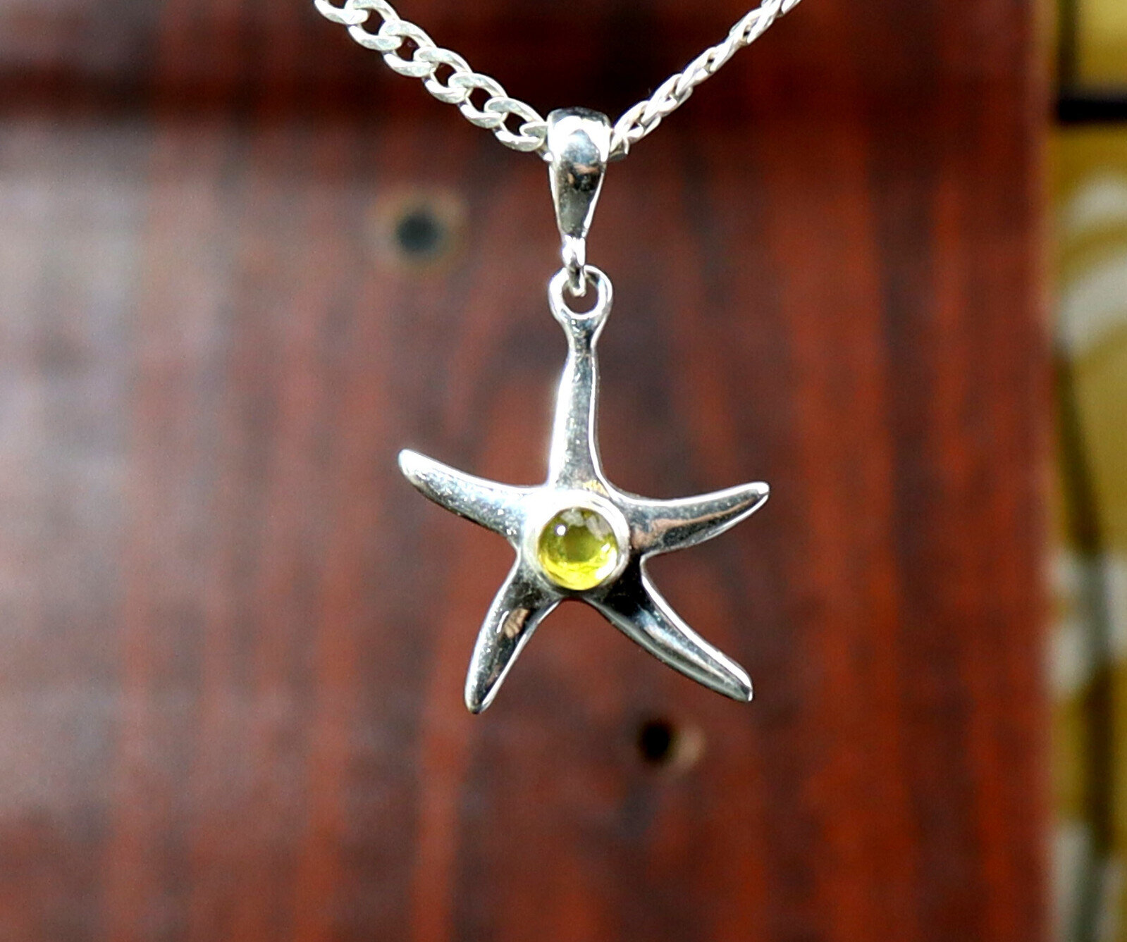 Lovely Natural Clear Yellow Green Amber .925 Sterling Silver Sea Star Pendant 38 – photo 4