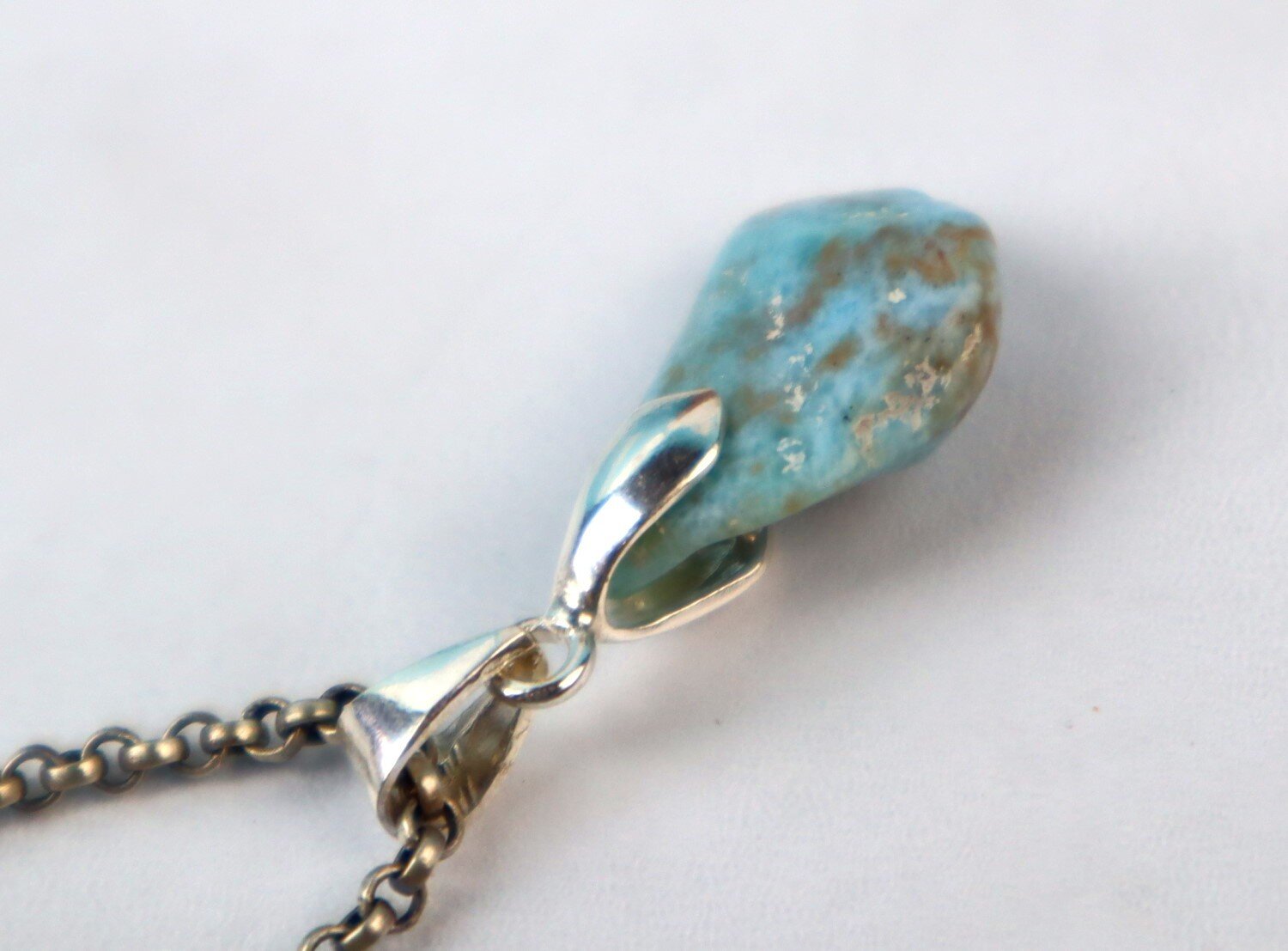 Genuine Dominican Blue Larimar Unique 925 Sterling Silver Pendant 1.3 Inch 3.5g – photo 7
