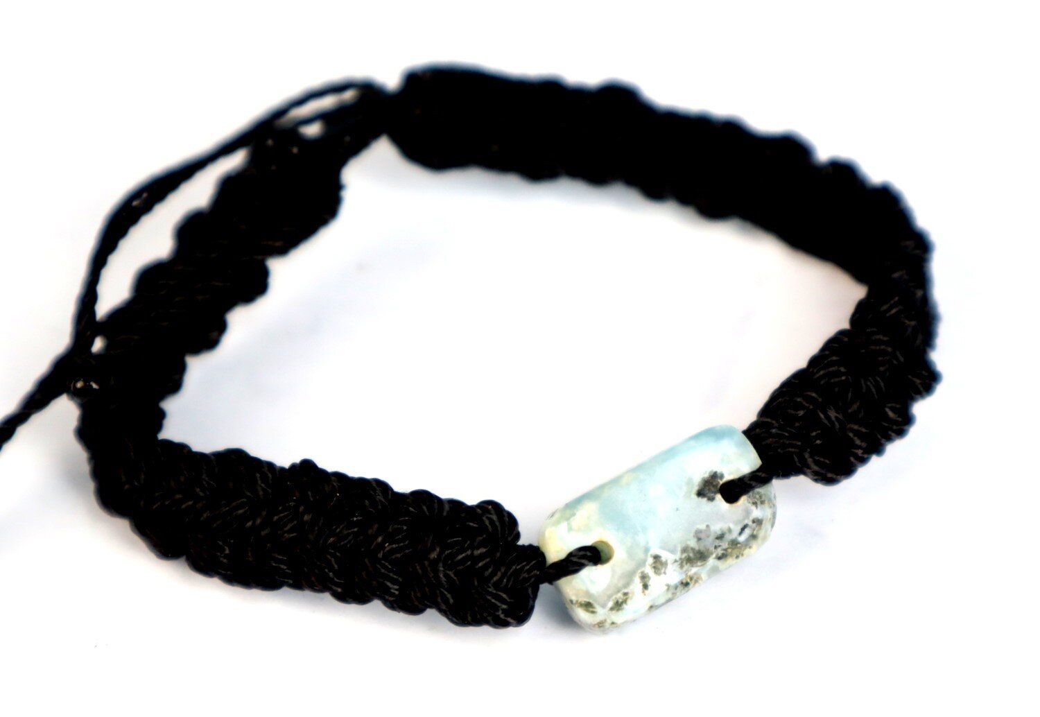 Rarest Natural Larimar (20mm) Bracelet Wristband adjustable Macrame cord – photo 4