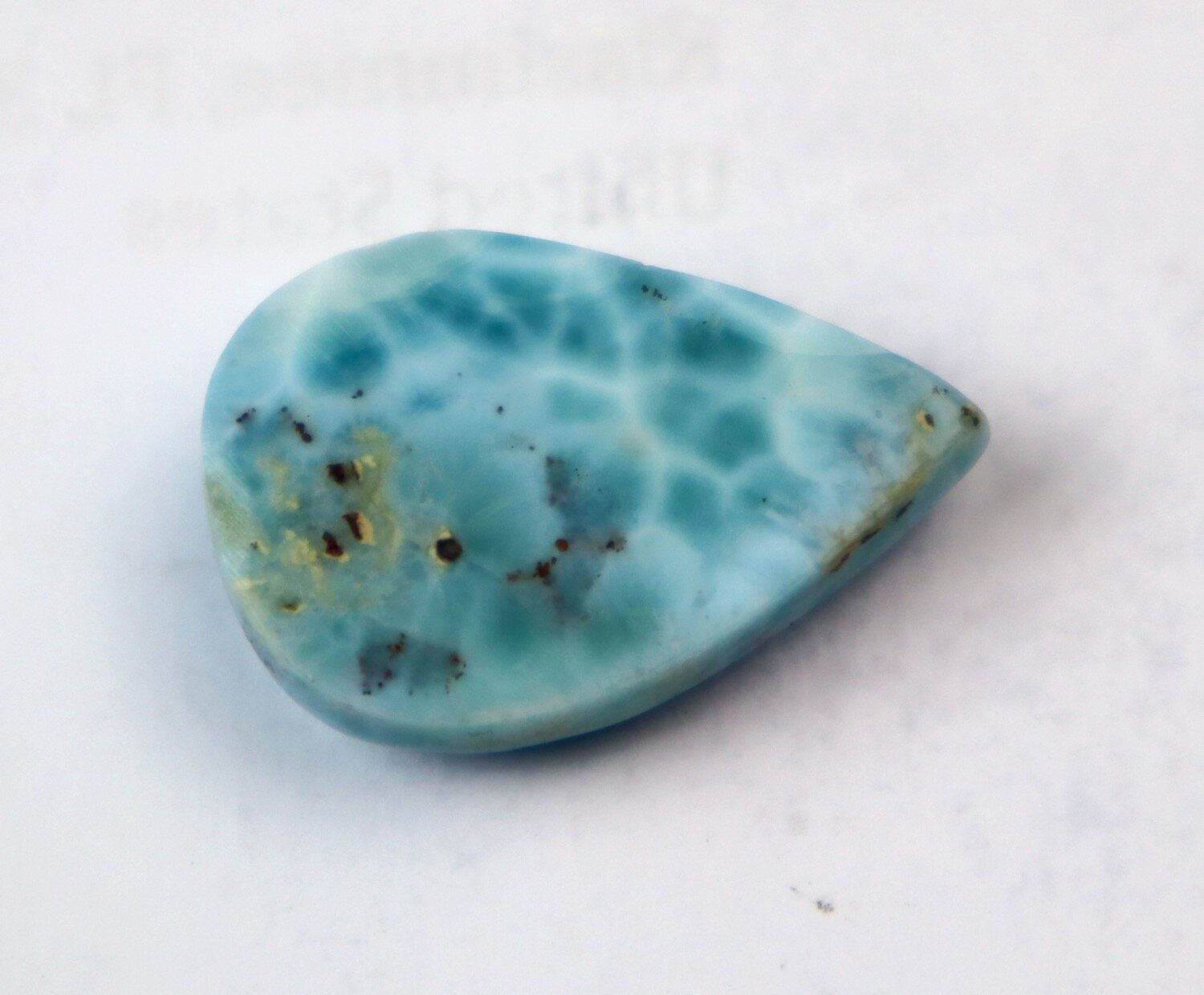 Impressive Natural Ocean Blue Larimar Teardrop Cabochon 26mm – photo 4