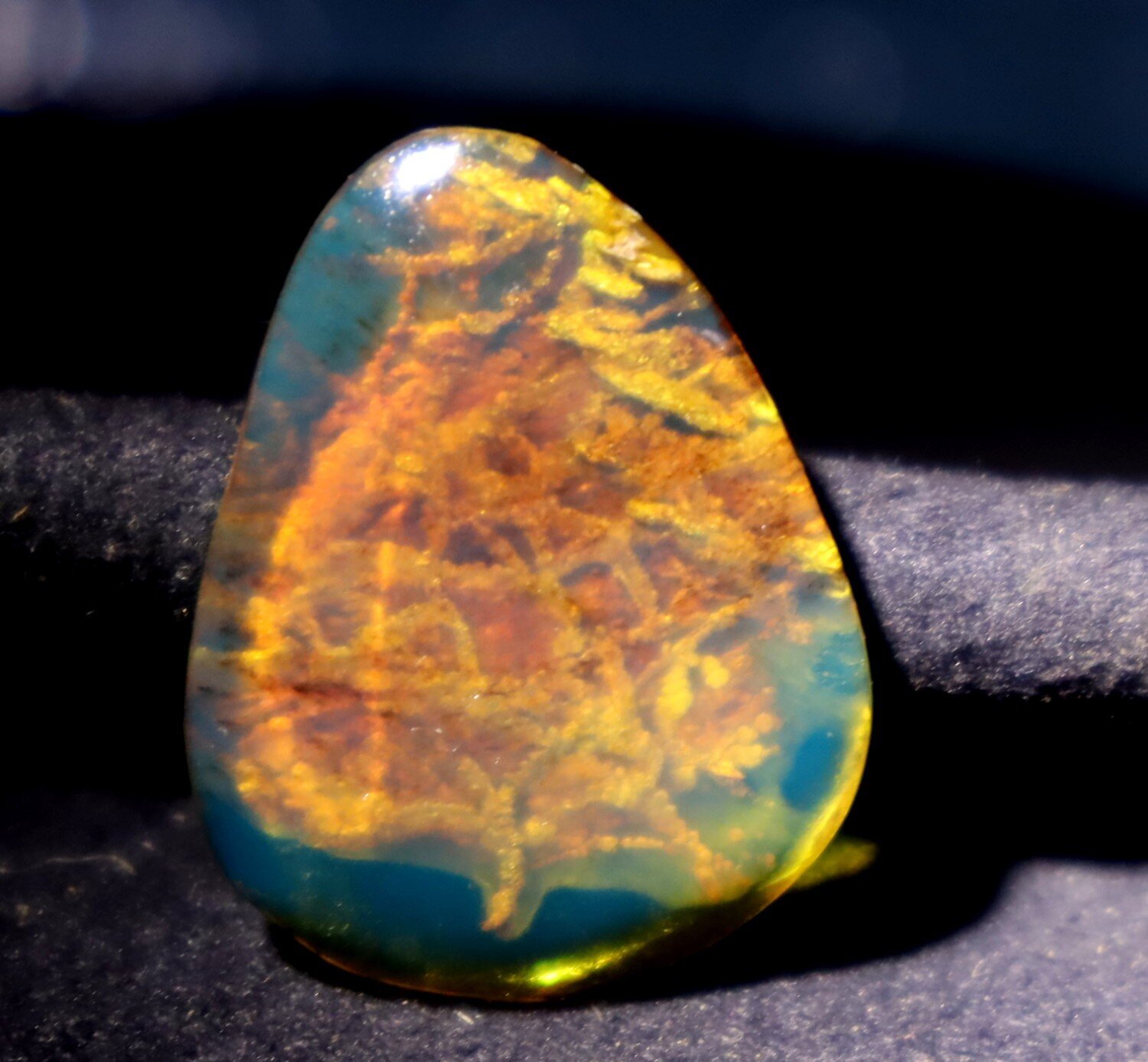 Charming Design Natural Dominican Translucent Deep Blue Amber Polished Stone 26mm – photo 4