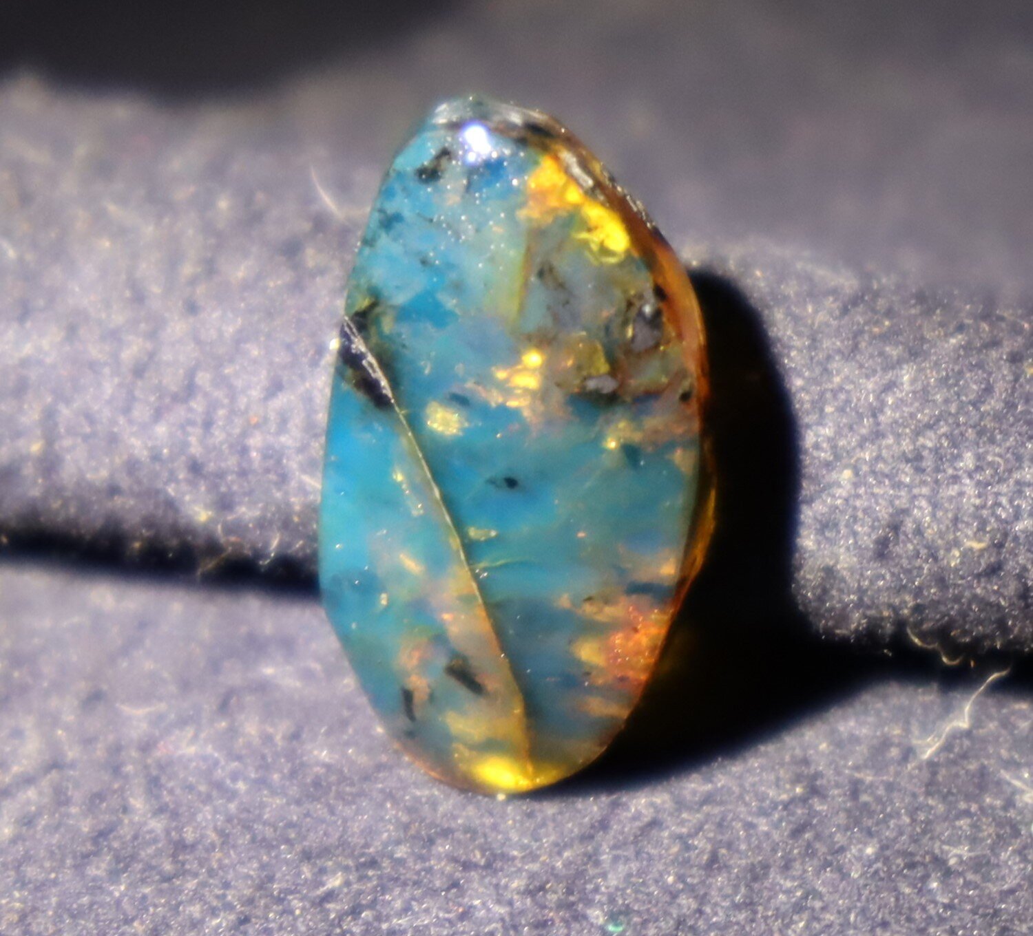Lovely Natural Dominic. Translucent Deep Blue Amber Polished Cabochon Stone 17mm – photo 10