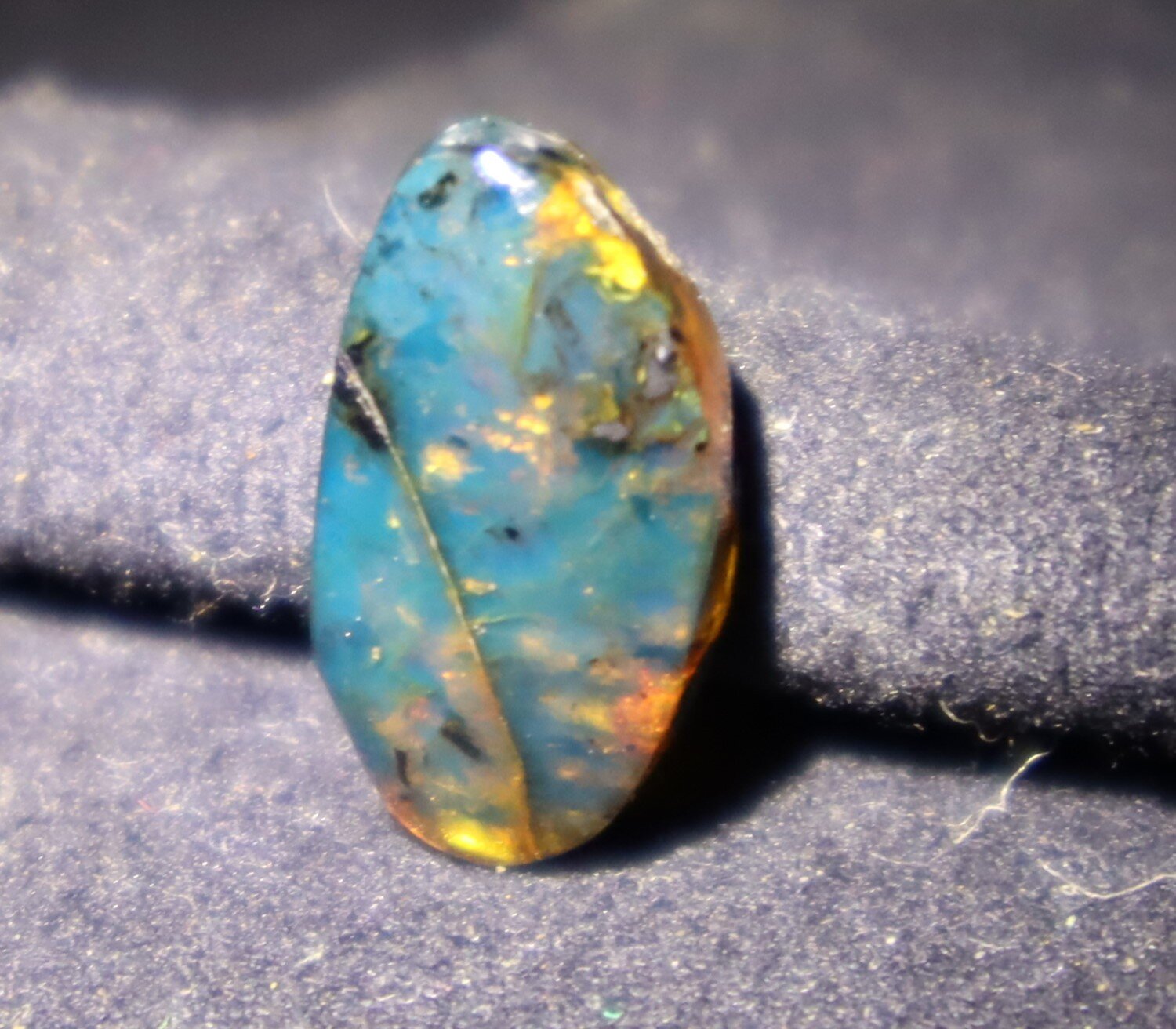 Lovely Natural Dominic. Translucent Deep Blue Amber Polished Cabochon Stone 17mm – photo 11
