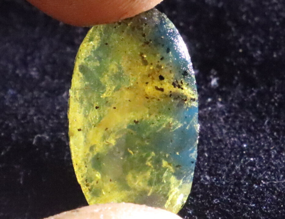 Natural Dominican Yellow Blue Amber Polished Oval Stone Cabochon 22mm – photo 8