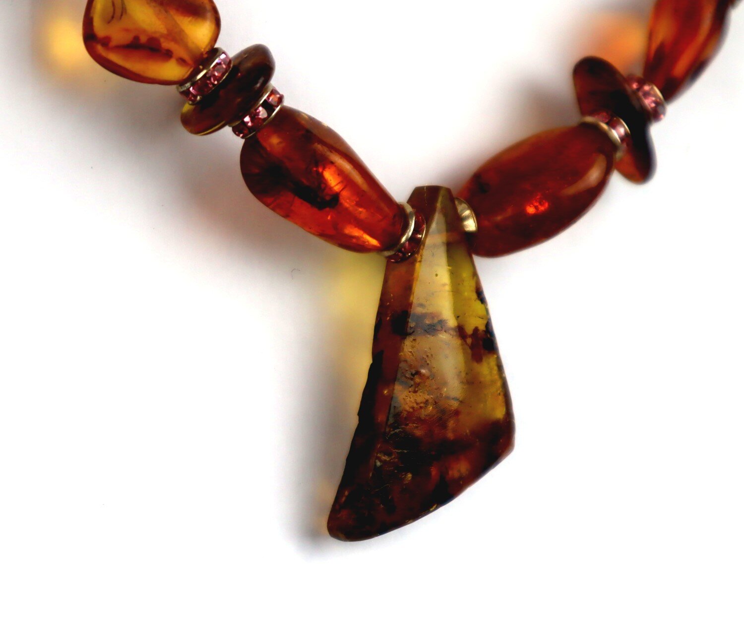 Magnificent Natural Clear Ocean Blue Amber .925 Sterling Silver Necklace 21inch – photo 9
