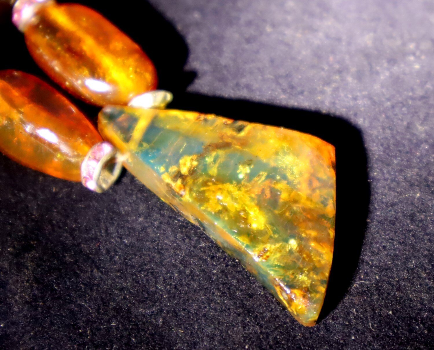 Magnificent Natural Clear Ocean Blue Amber .925 Sterling Silver Necklace 21inch – photo 11
