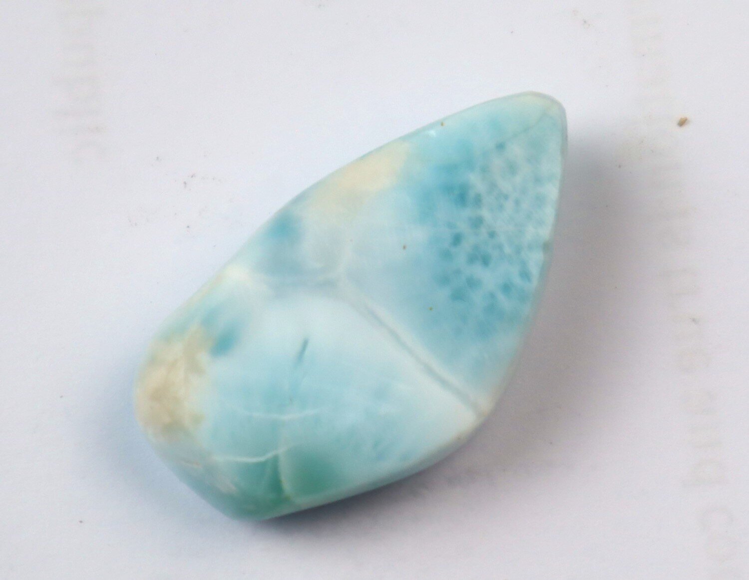 Excellent Natural Light Blue Larimar Shield Shape Cabochon 32mm – photo 4