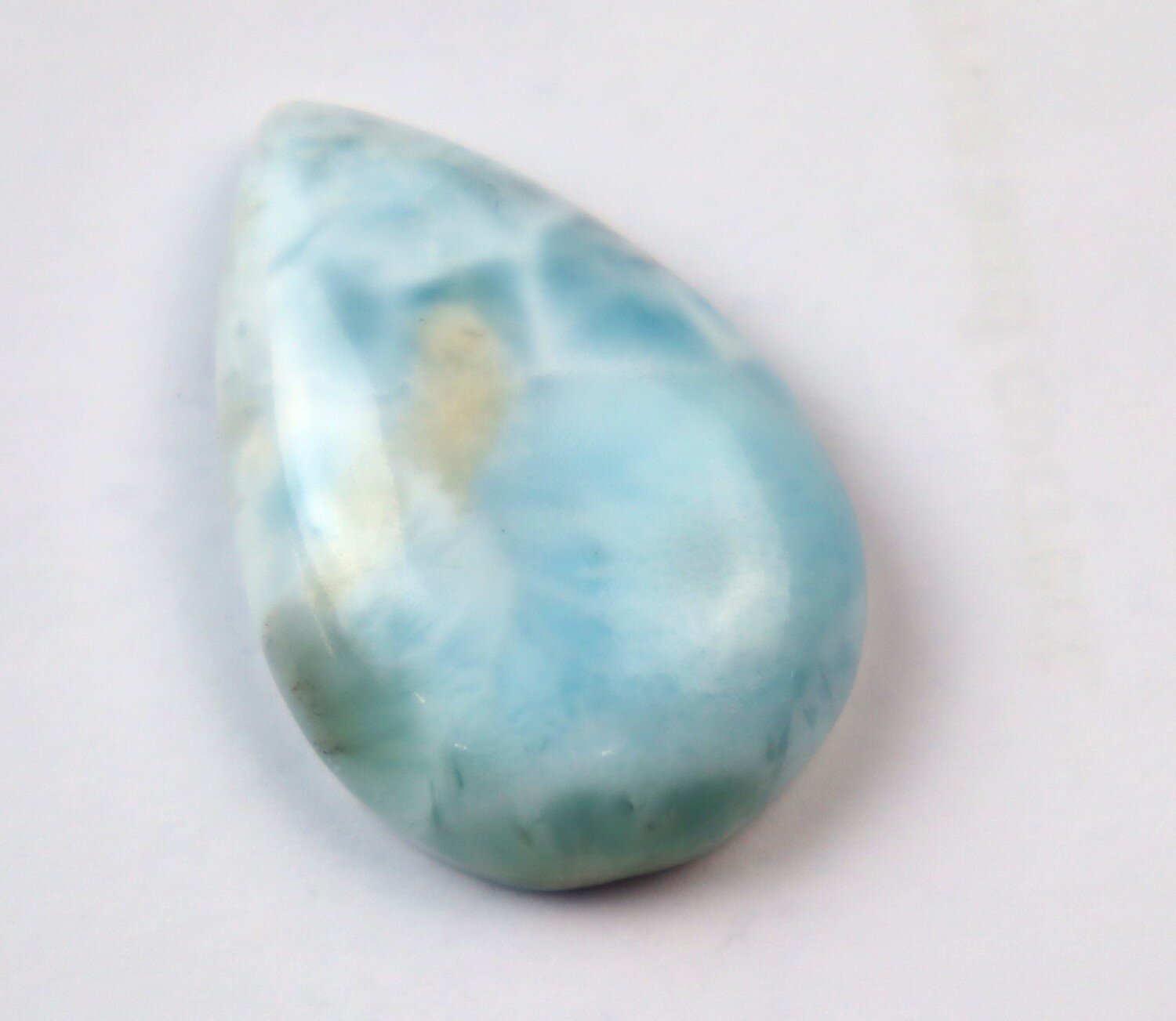 Unusual Pattern Natural Light Blue Larimar Teardrop Cabochon 31mm – photo 4