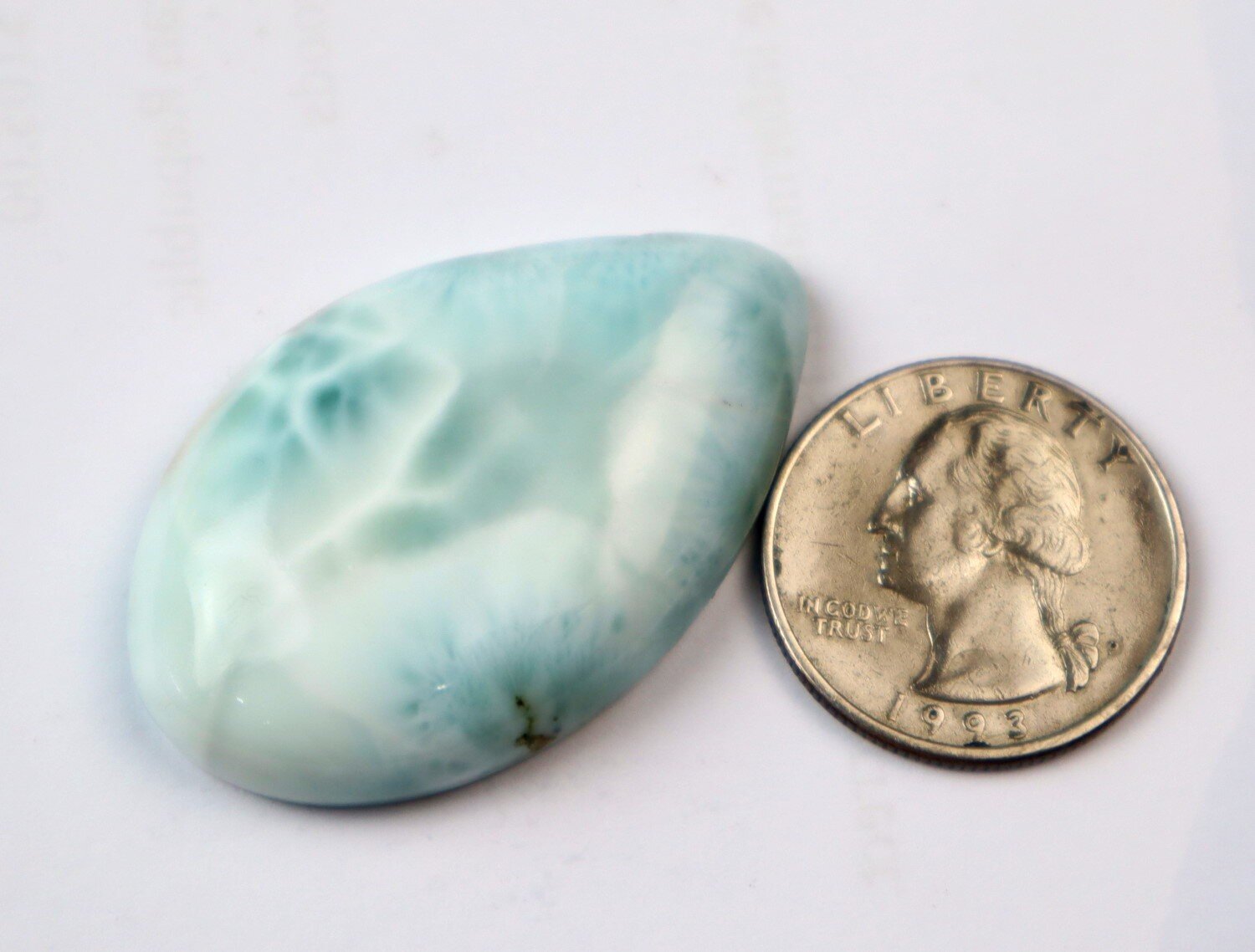 Biggest 1.8 inch Natural Light Blue Larimar Pear Cabochon 44mm – photo 5