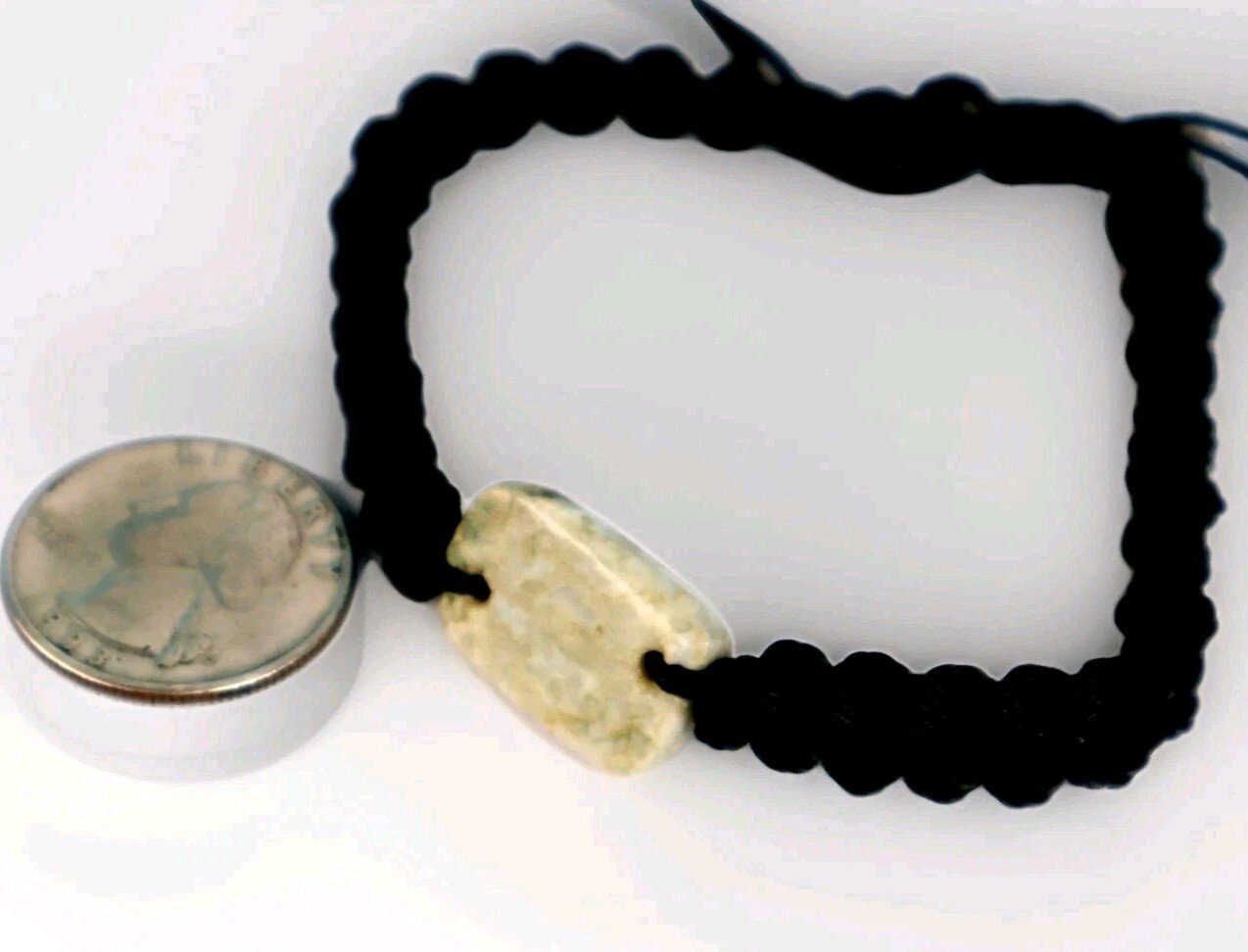 Rarest Dominican Real Larimar (20mm) Bracelet Wristband adjustable Macrame cord – photo 4