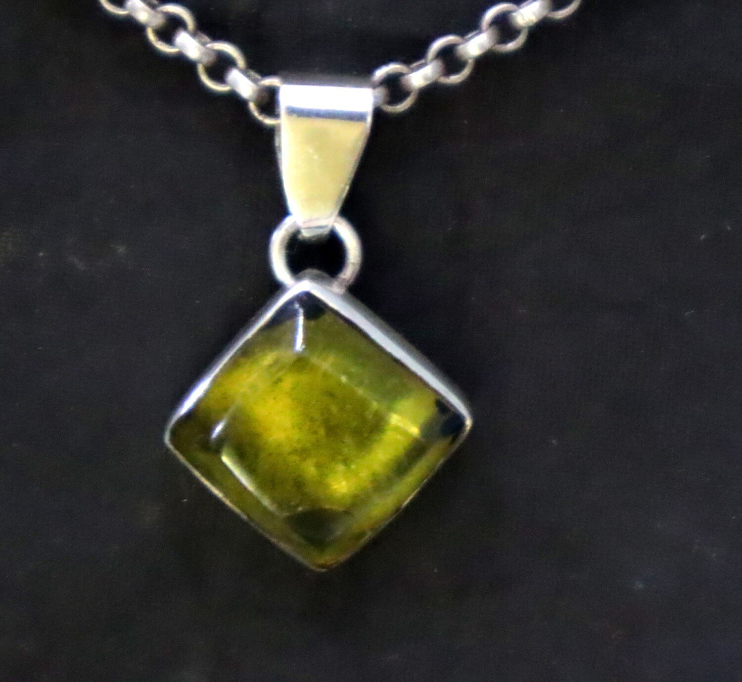 Elegant Fine Green Blue Amber 925 Sterling Silver Square Pendant 26mm – photo 7