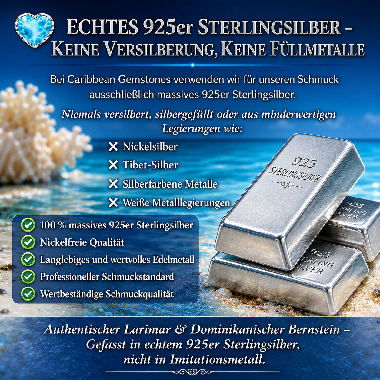 Echter Karibischer Larimar Anhänger in 925 Sterlingsilber – Dreiecksform, 30 mm – photo 2
