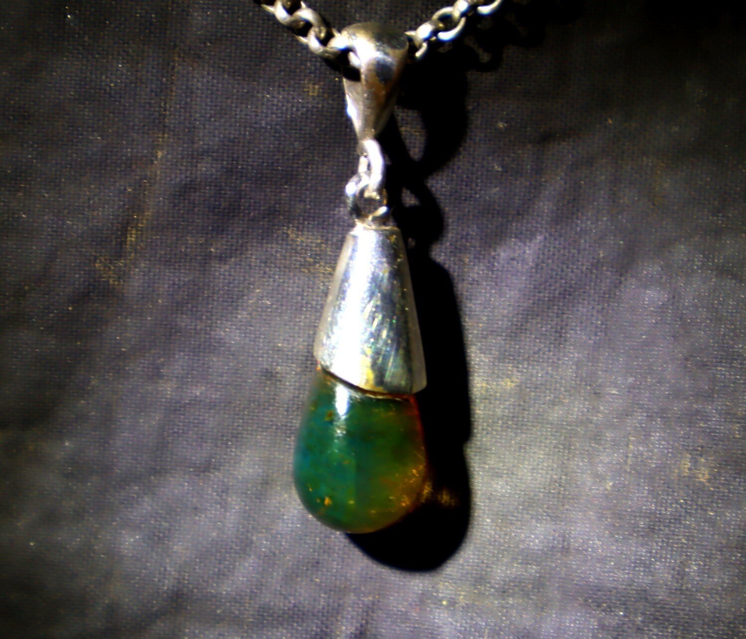 Polished Statement Deep Green Amber 925 Sterling Silver Teardrop Pendant 35mm – photo 8