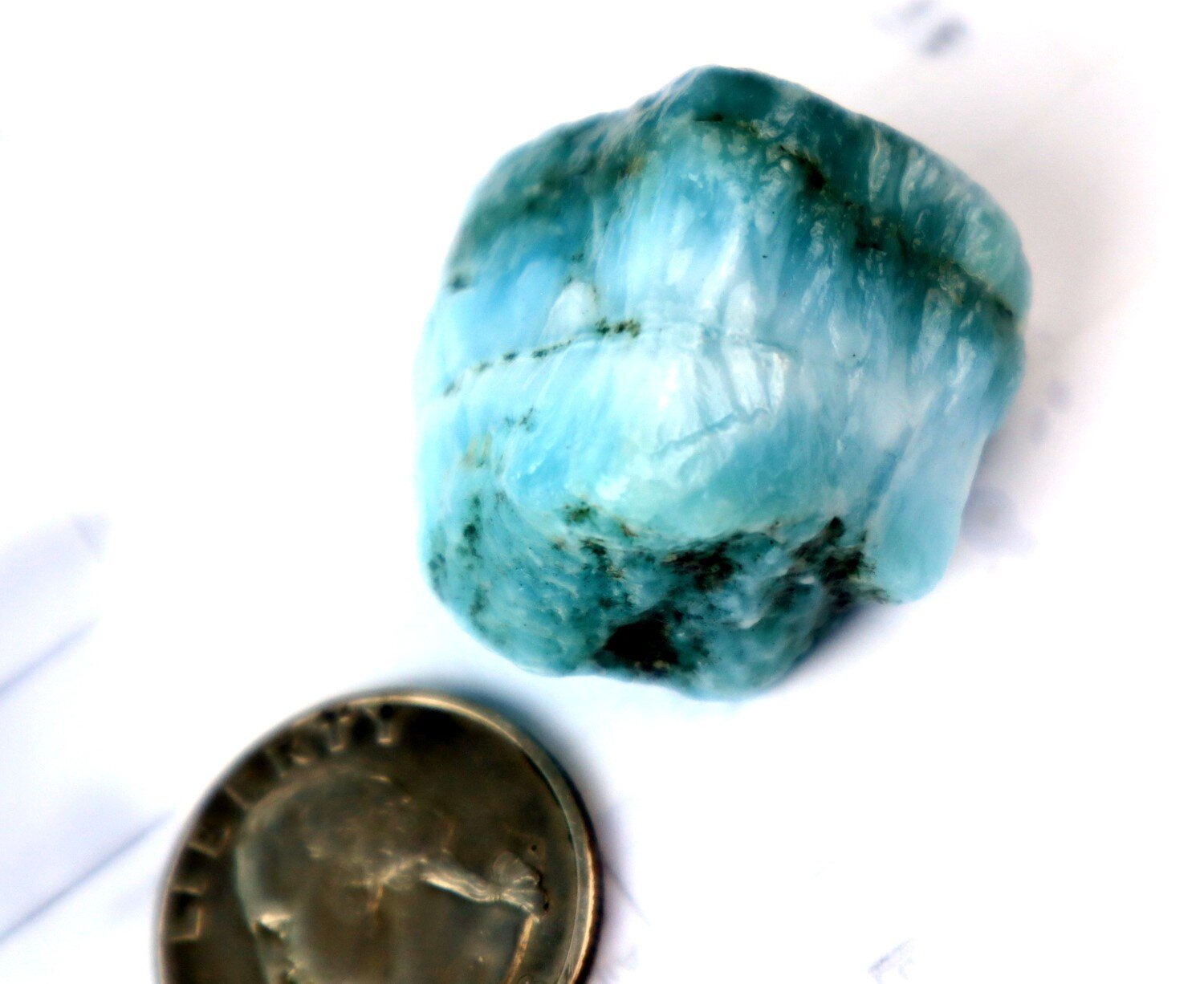 Excellent Natural Dominican Sky Blue Larimar Rough Specimen 30mm 25.5g – photo 4