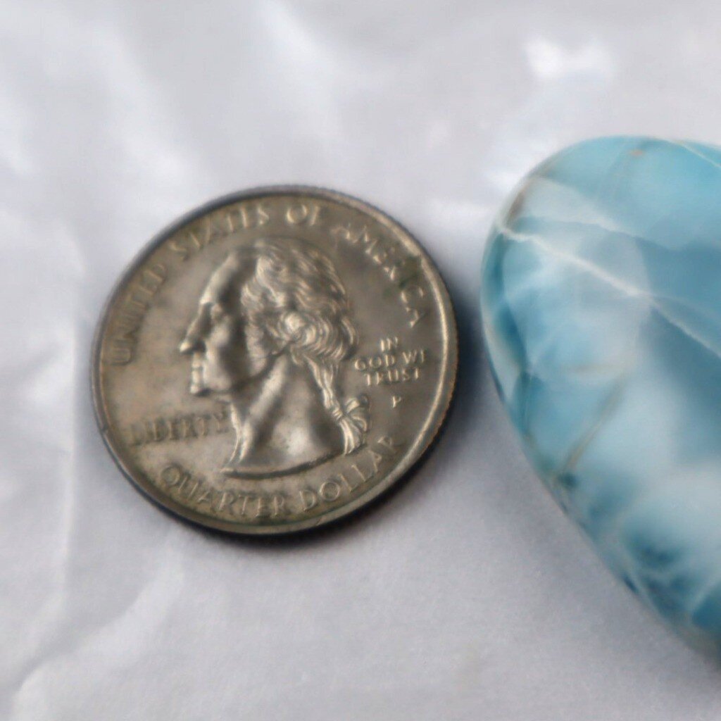 Genuine Beautiful Sky Blue Larimar Heart Cabochon 35mm – photo 5