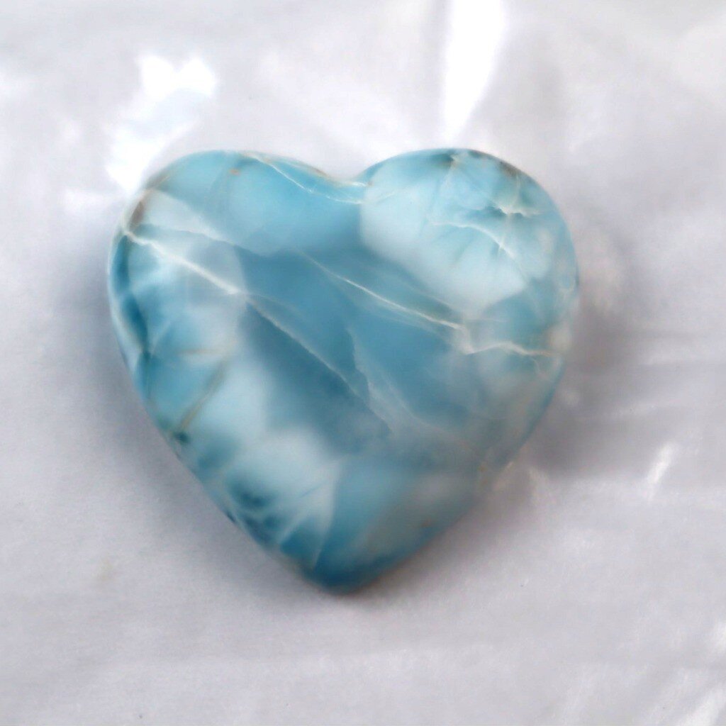 Genuine Beautiful Sky Blue Larimar Heart Cabochon 35mm – photo 7