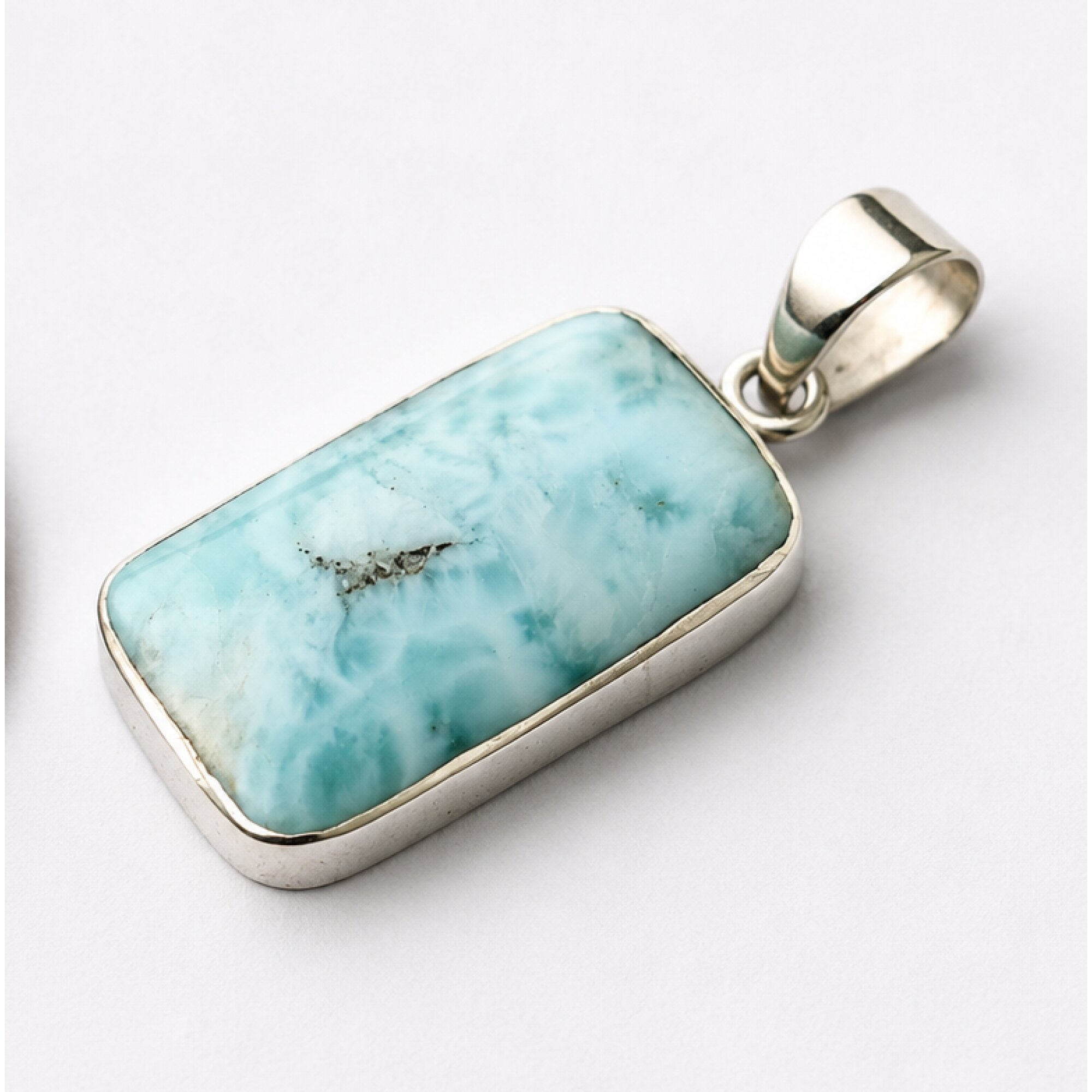 Studio Made Sky Blue Larimar 925 Sterling Silver Teardrop Pendant 30mm – photo 2