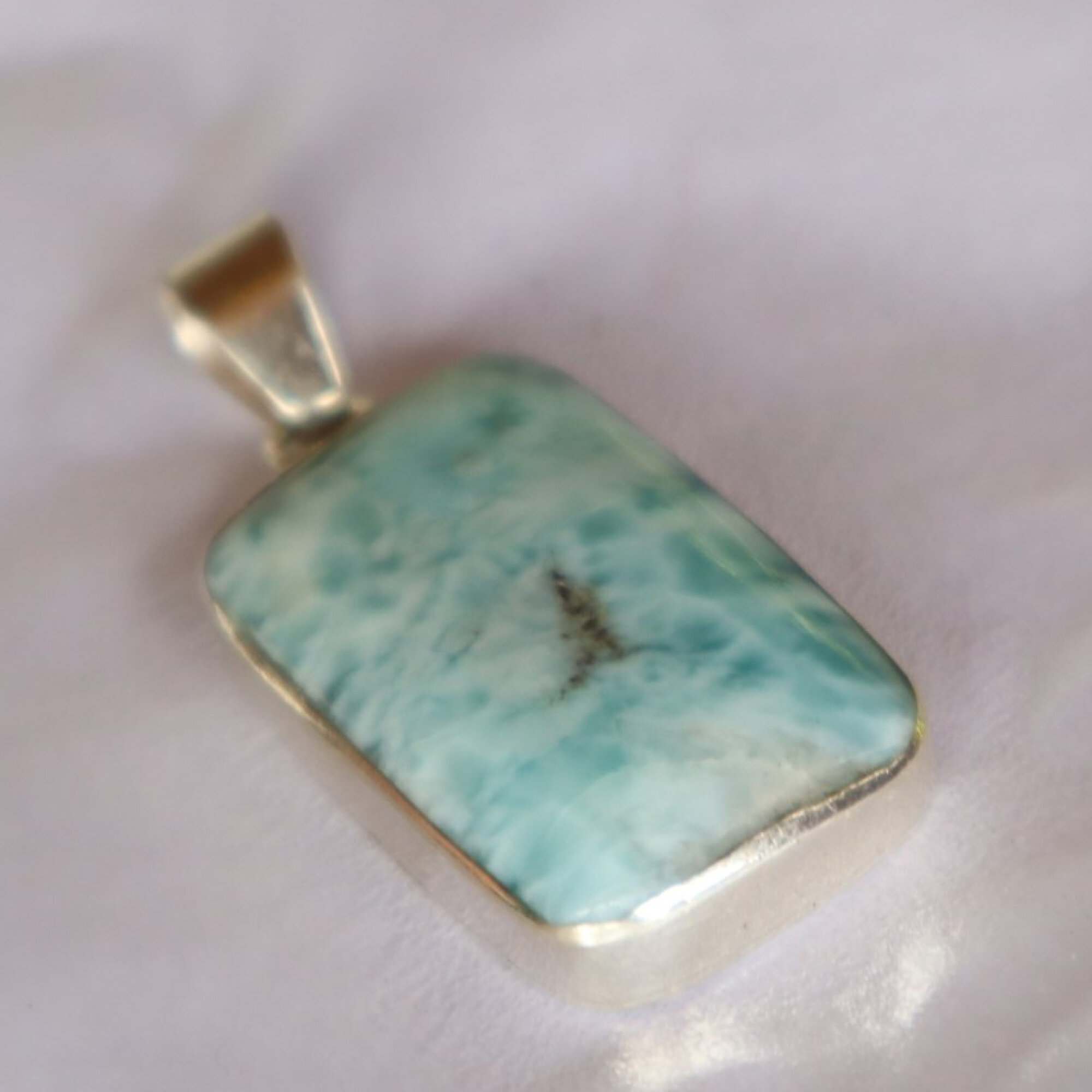 Studio Made Sky Blue Larimar 925 Sterling Silver Teardrop Pendant 30mm – photo 5