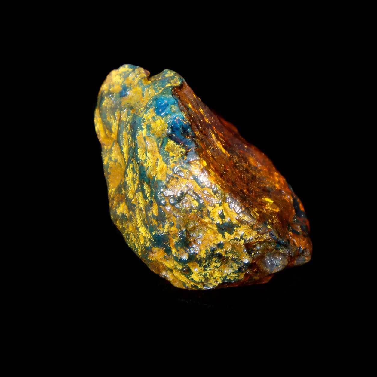 Elegant Fine Orange Blue Dominican Amber Rough Specimen Chunk 38mm 10.9g – photo 4
