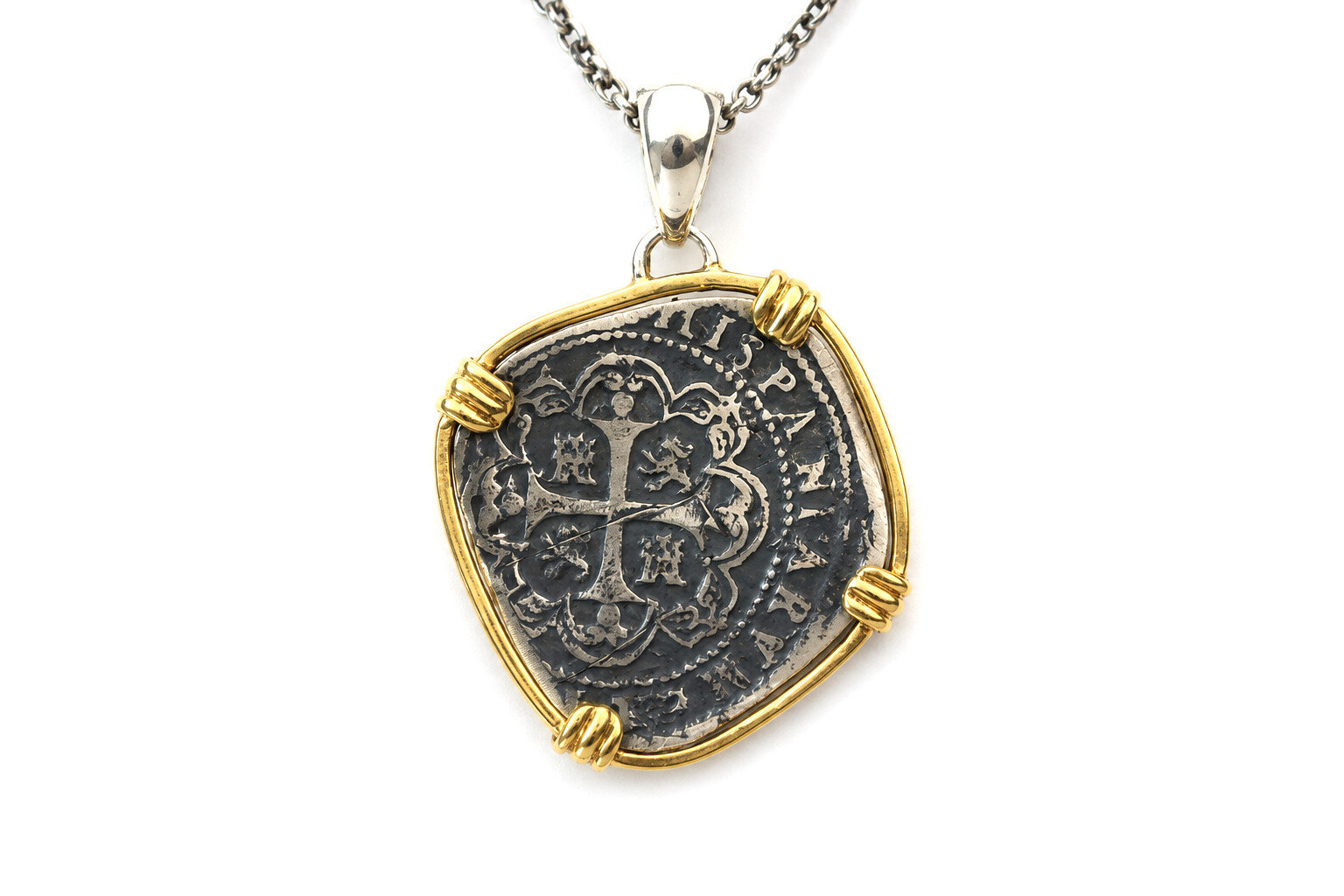 Colonial Pirate Cob Coin Pendant – Atocha Style 925 solid Sterling Silver 52mm – photo 3