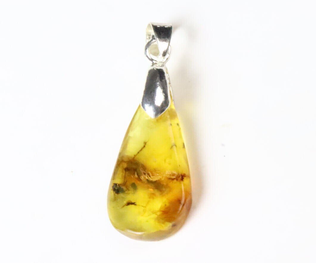 Exquisite Authentic Natural Dominican Clear Yellow Blue Amber Pendant 38mm – photo 4
