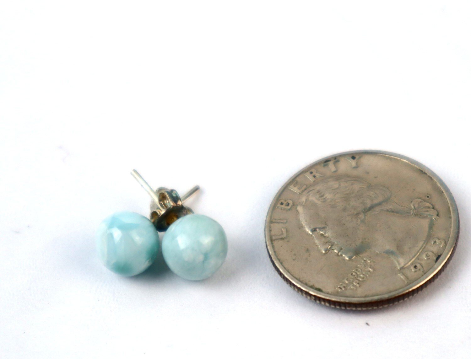 Genuine Dominican Blue Larimar Unique 925 Sterling Silver Earrings 0.4 Inch 1.9g – photo 7