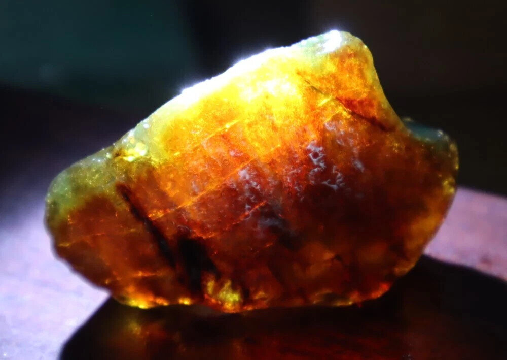Fine Natural Dominican Crystal Clear Orange Green Amber Rough Specimen 54mm 15g – photo 8