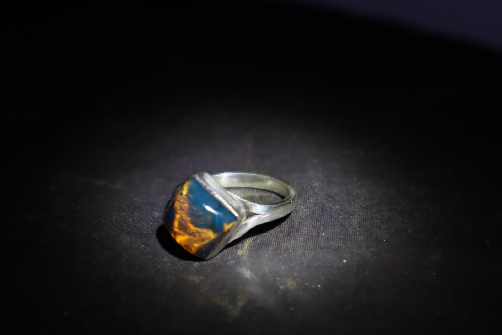 Gift Genuine Blue Amber 925 Sterling Silver Square Ring US#8.25 – photo 8