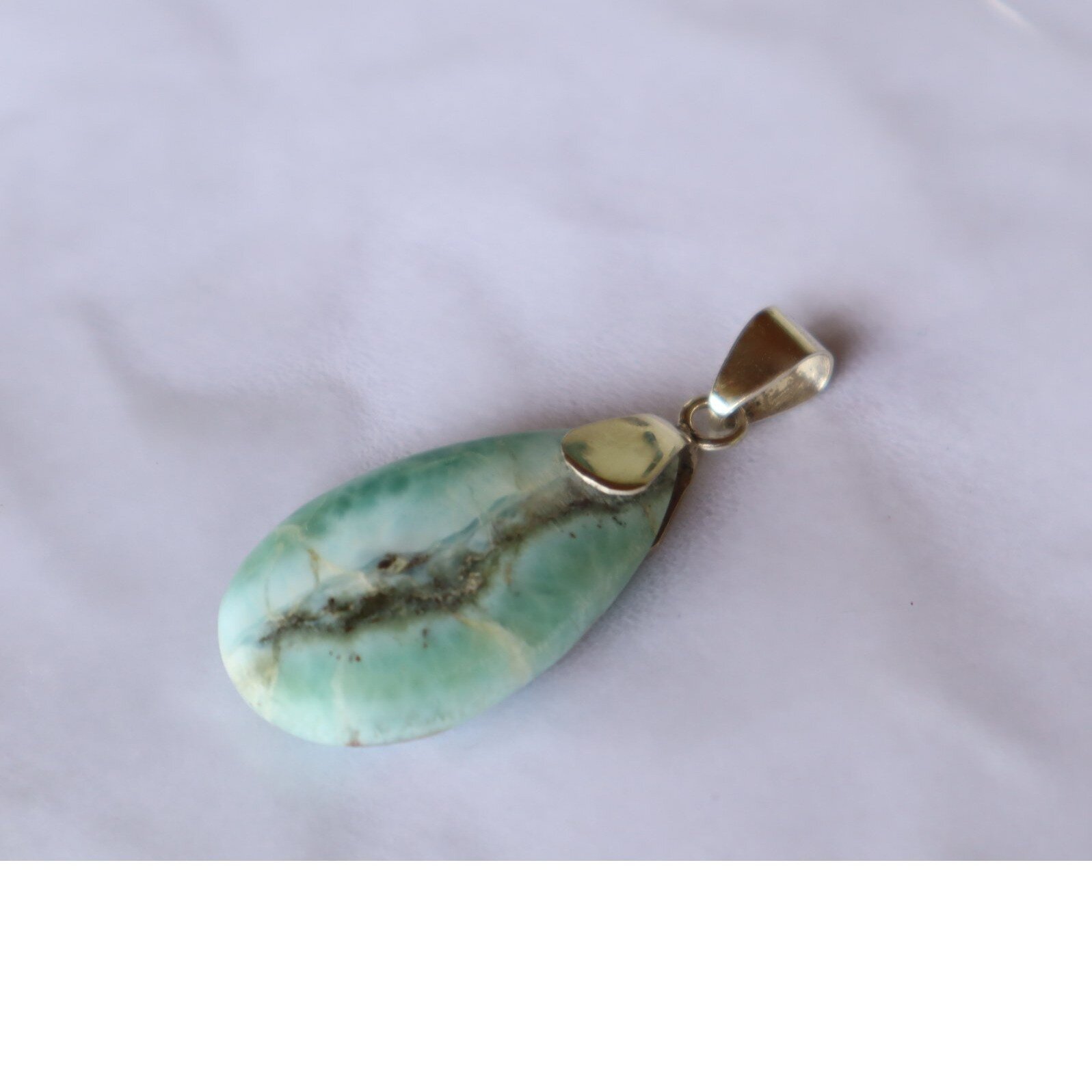 Timeless Island Style Ocean Blue Larimar Sterling Silver Teardrop Pendant 49mm – photo 5