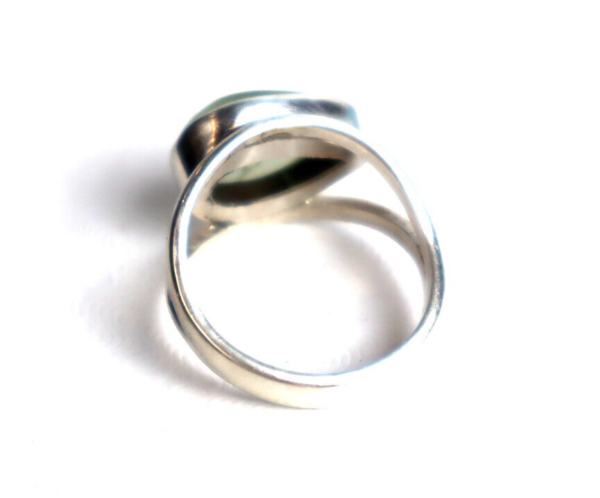 Exquisite Clear Light Green Jade .925 Sterling Silver Ring #7.5 – photo 3