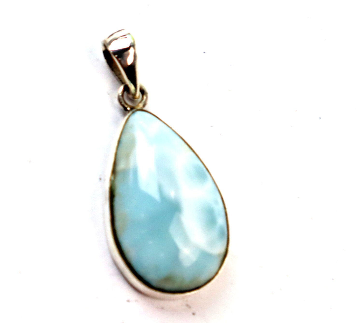 Impressive Natural Light Blue Larimar .925 Sterling Silver Pendant 33mm – photo 3