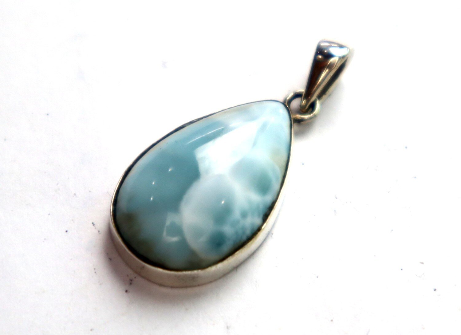 Impressive Natural Light Blue Larimar .925 Sterling Silver Pendant 33mm – photo 7