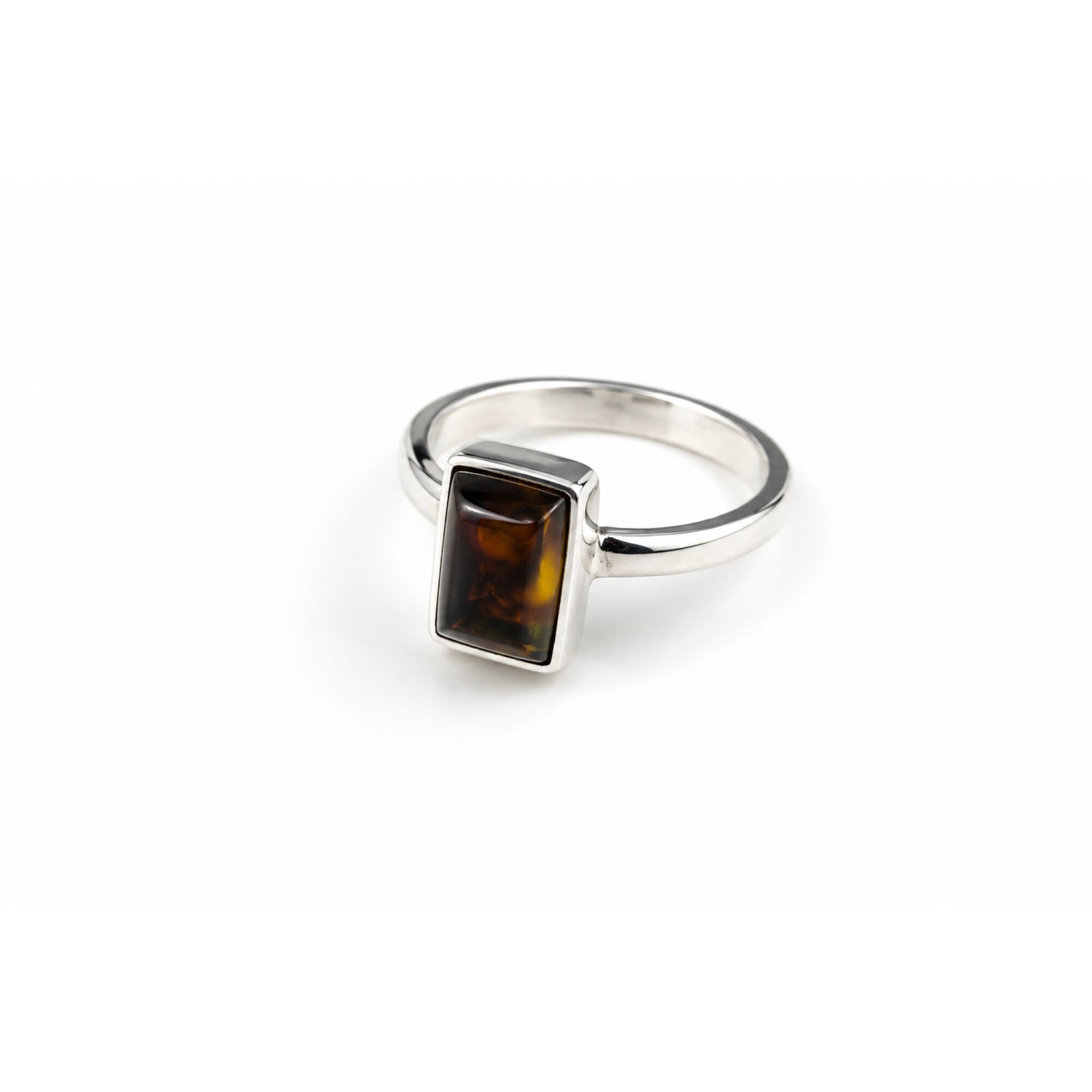 Island Crafted Turquoise Blue Dominican Amber 925 Sterling Silver Clear Rectangular Ring – photo 4