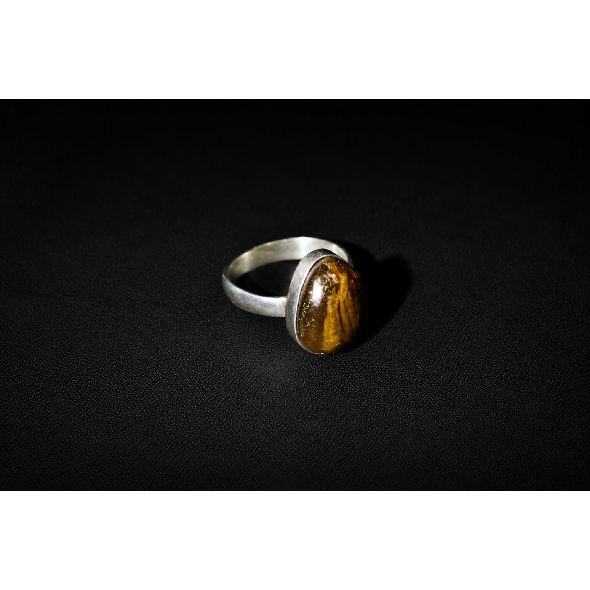 Master Artisan Warm Brown Dominican Amber 925 Sterling Silver Clear Freeform Ring #7.25 – photo 5
