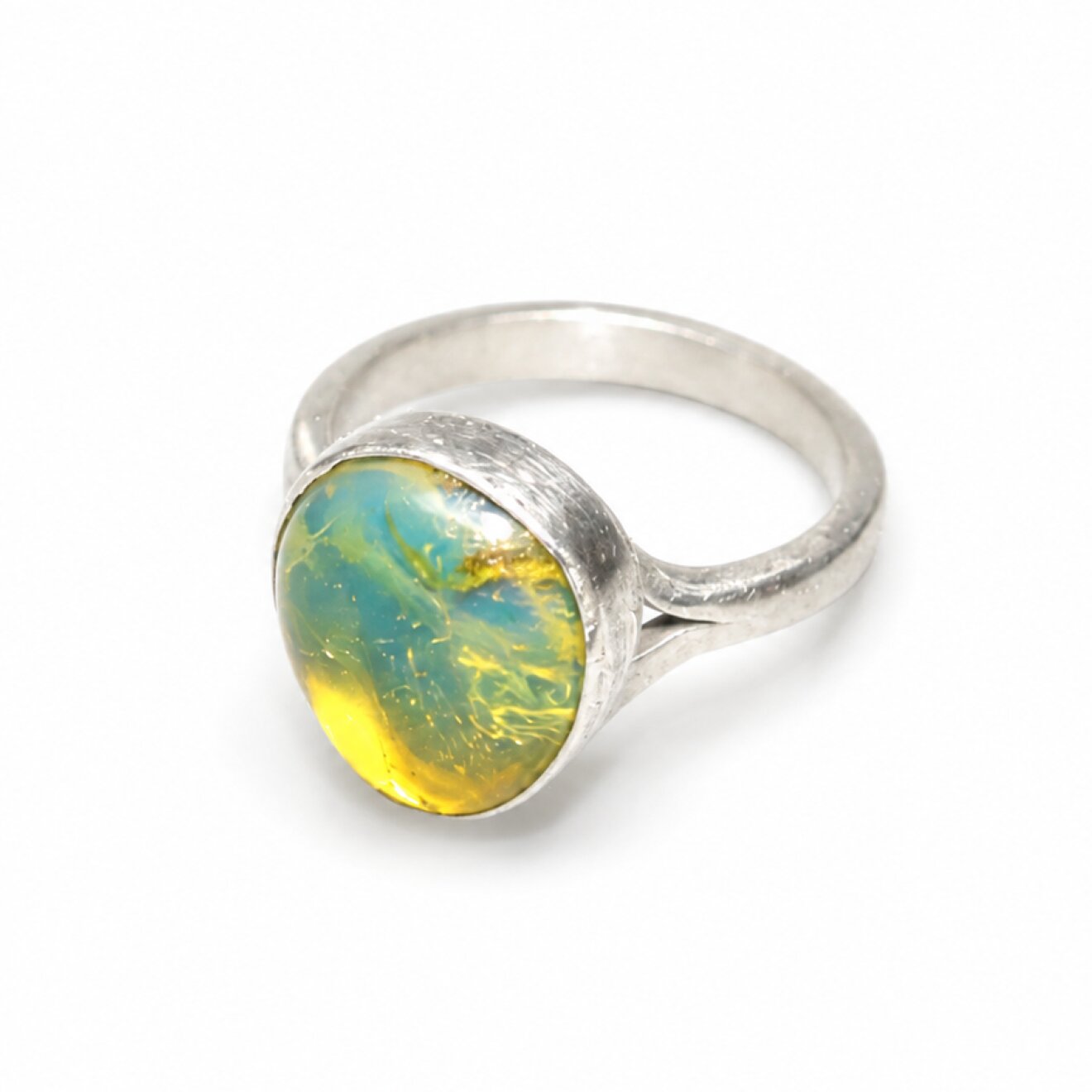 Island Crafted Clear Light Blue Dominican Amber 925 Sterling Silver Ring #6