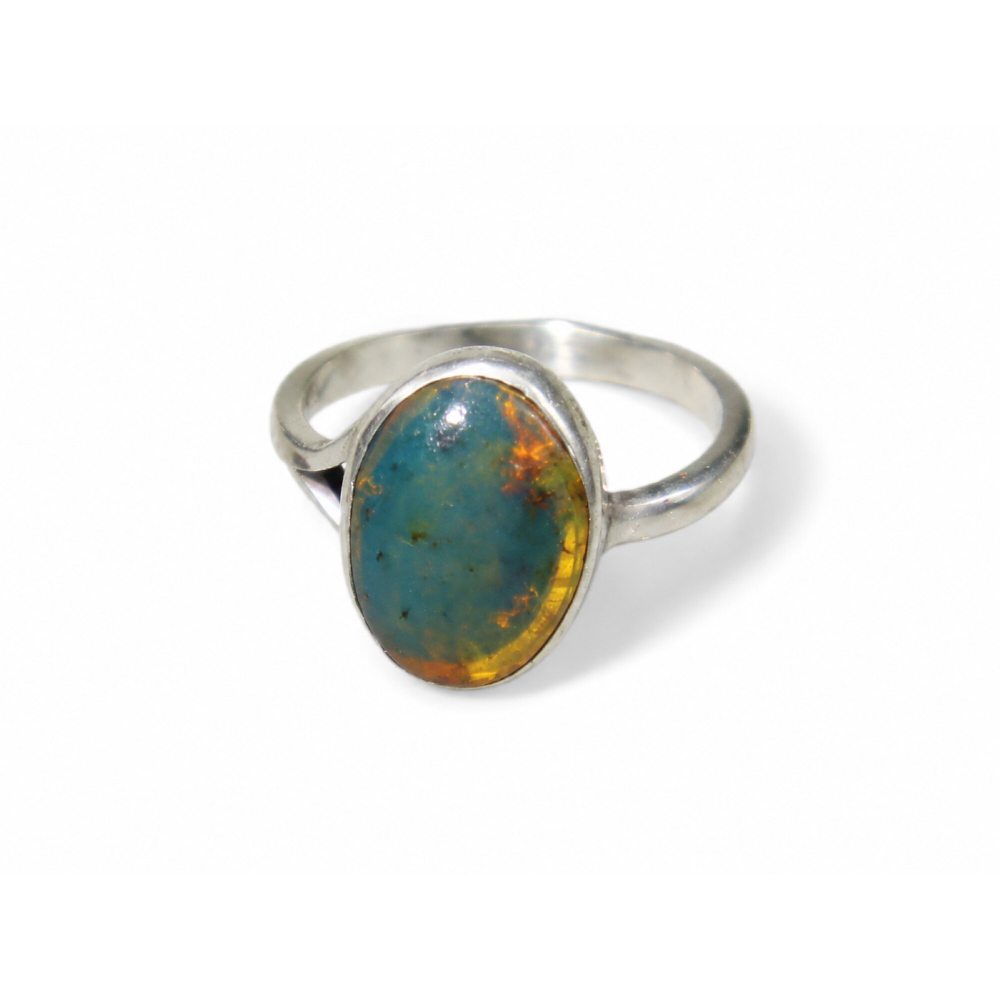 Carefully Handmade Clear Light Blue Dominican Amber 925 Sterling Silver Ring #6.25 – photo 4