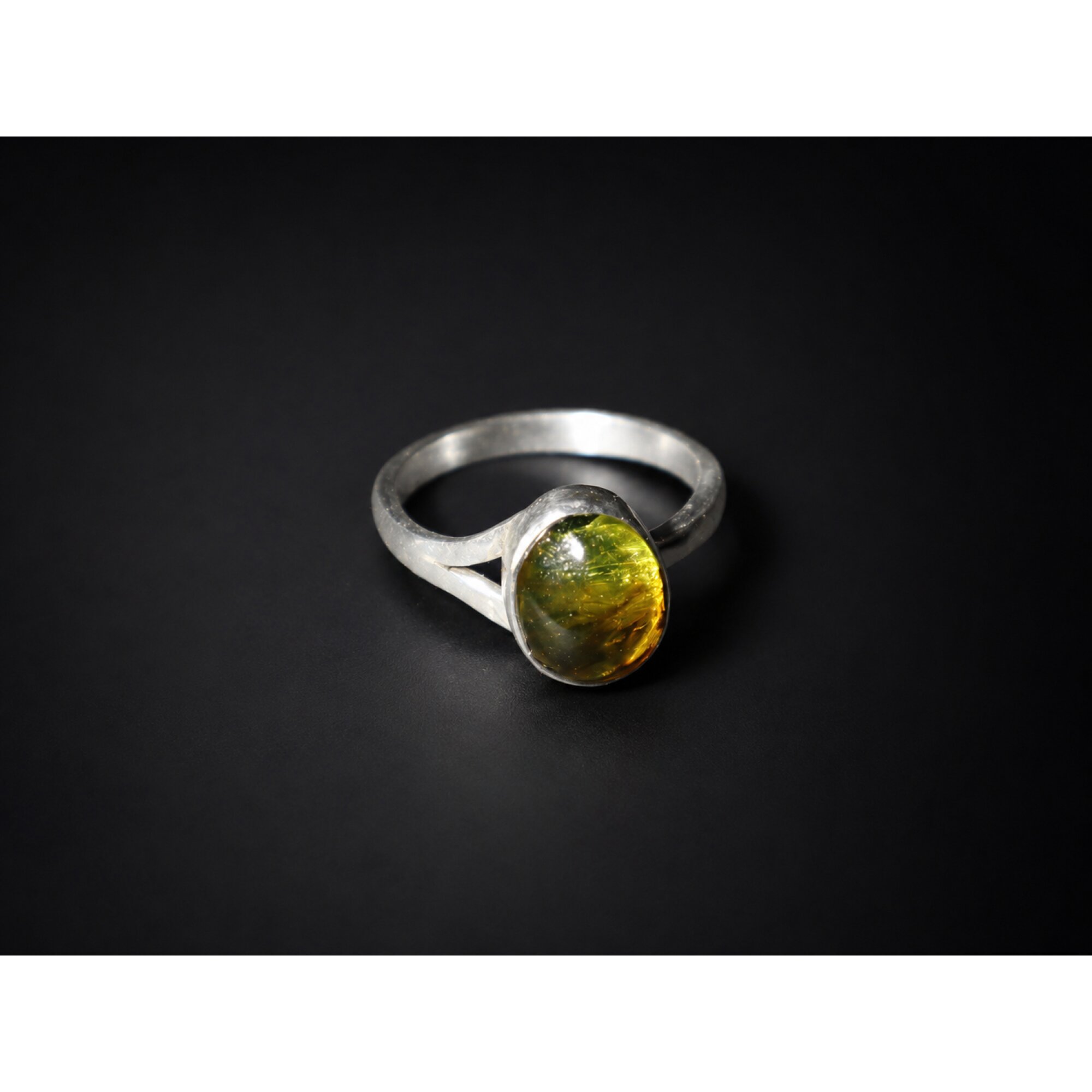 Ocean Inspired Clear Light Green Dominican Amber 925 Sterling Silver Ring #6.25 – photo 2