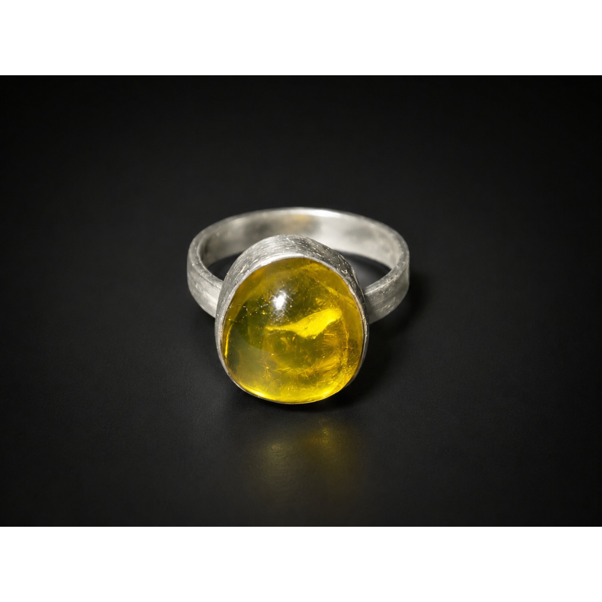 Natural Dominican Clear Yellow Amber Ring 925 Sterling Silver Size 6 Jewelry – photo 3
