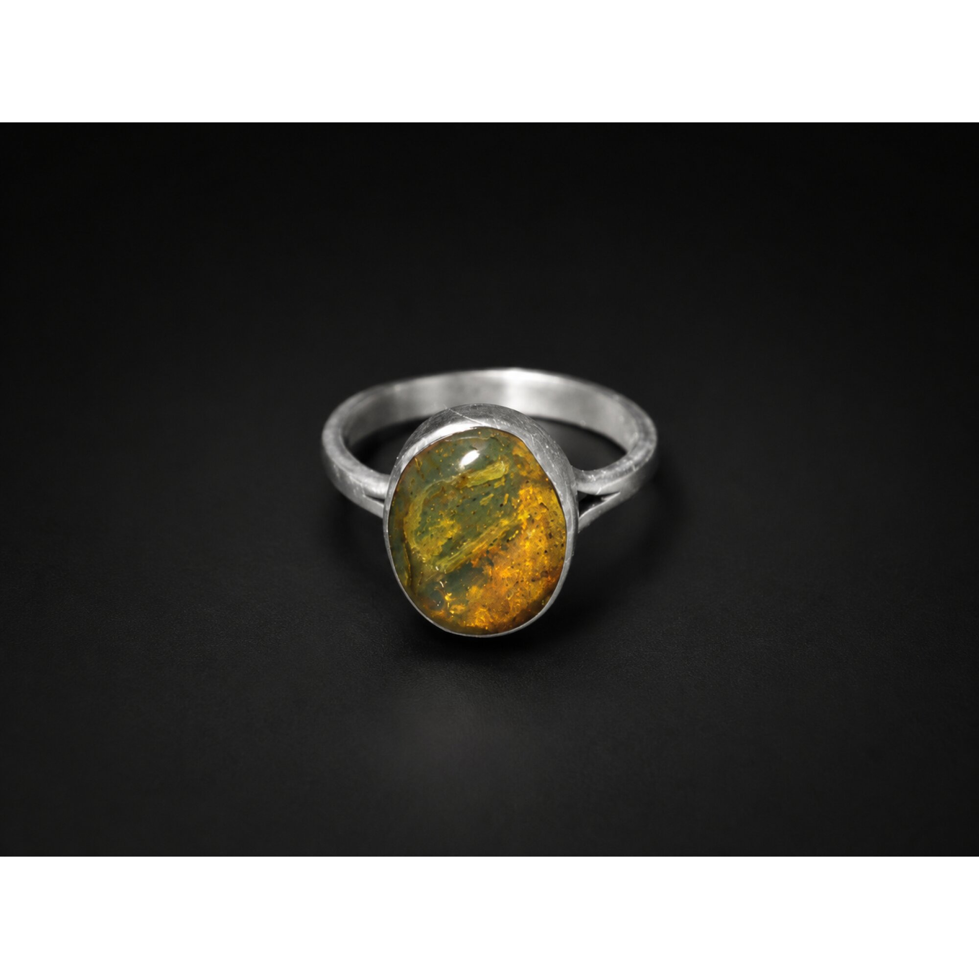 Artisan Jewelry Clear Brown Yellow Dominican Amber 925 Sterling Silver Ring #5.75 – photo 2