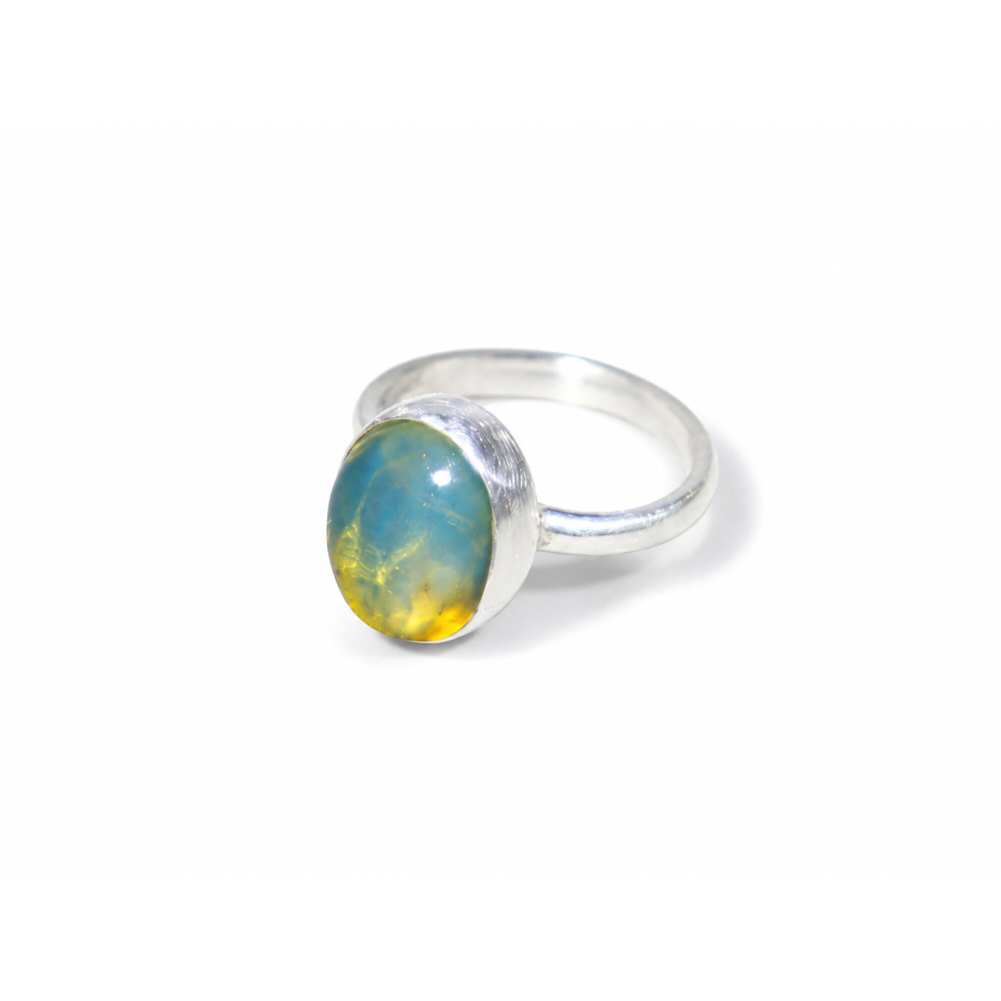 Natural Dominican Blue Amber Ring 925 Sterling Silver Size 6 Jewelry Clear – photo 4