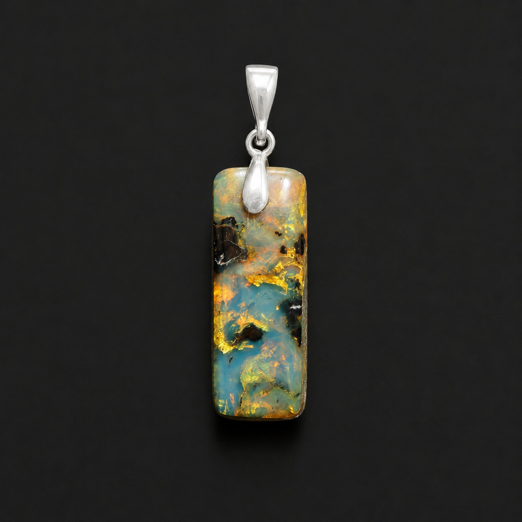 Natural Dominican Dark Blue Amber Pendant 925 Sterling Silver 37mm Clear Dark – photo 2