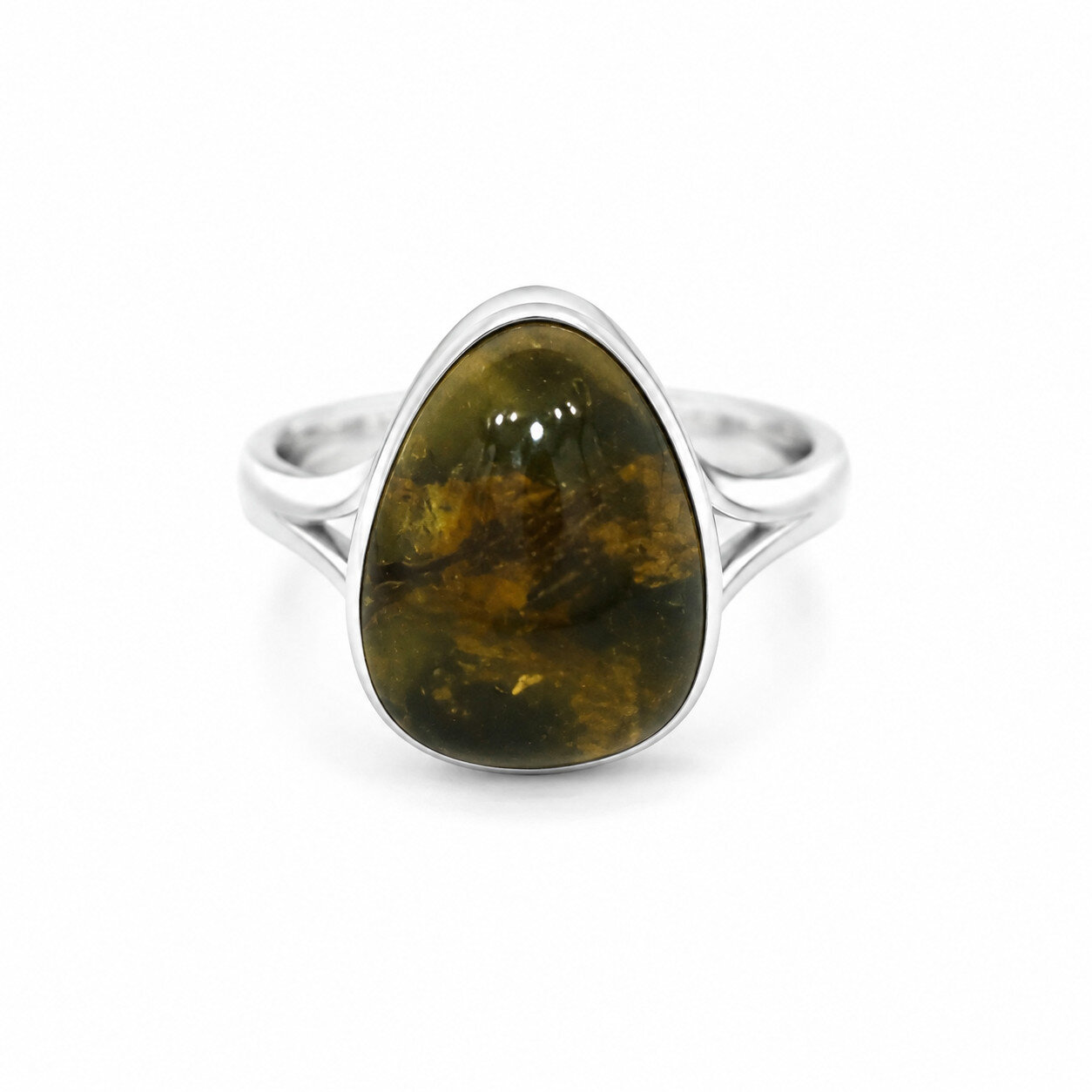 Premium Elegant Blue Amber 925 Sterling Silver Teardrop Ring US#7.25 – photo 9