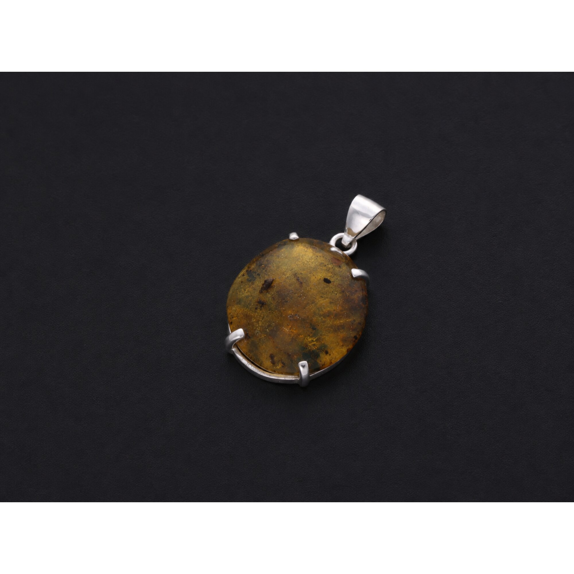 Pure Natural Clear Yellow Green Dominican Amber 925 Sterling Silver Pendant 38mm – photo 2
