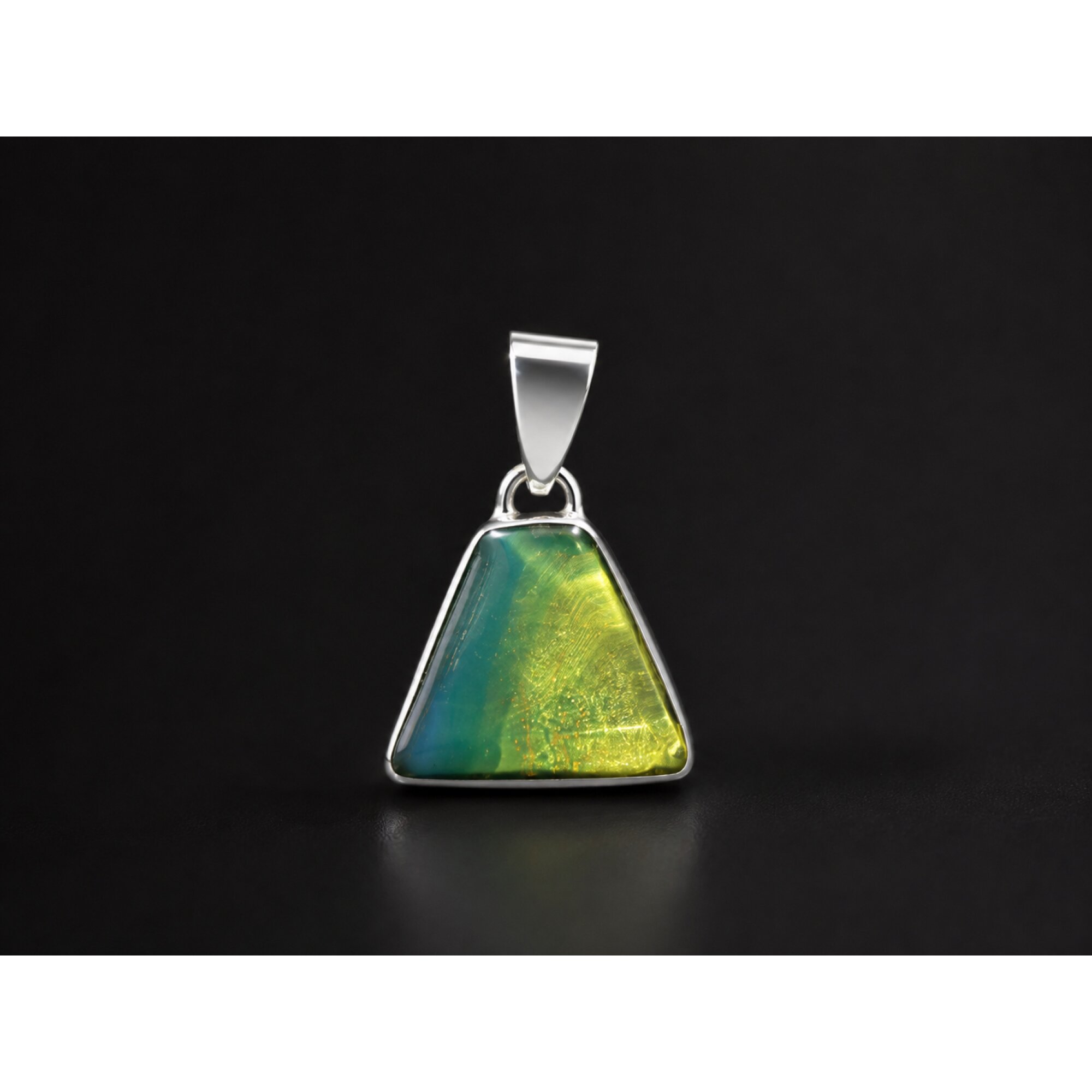 Studio Made Clear Green Blue 925 Sterling Silver Pendant 26mm – photo 2