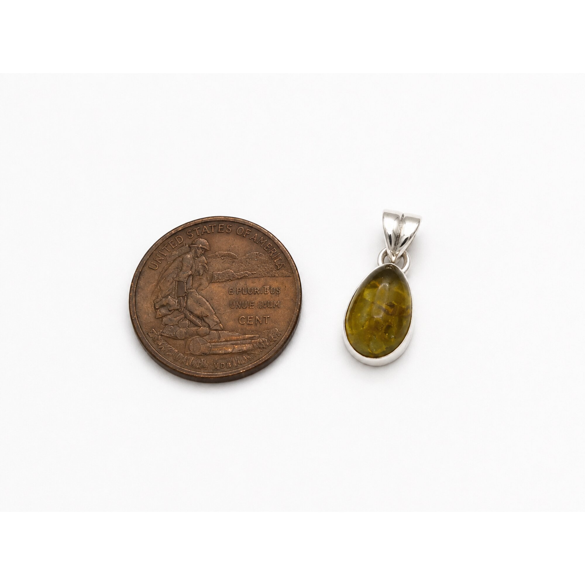 Classic Clear Yellow Blue Dominican Amber 925 Sterling Silver Pendant 23mm – photo 3