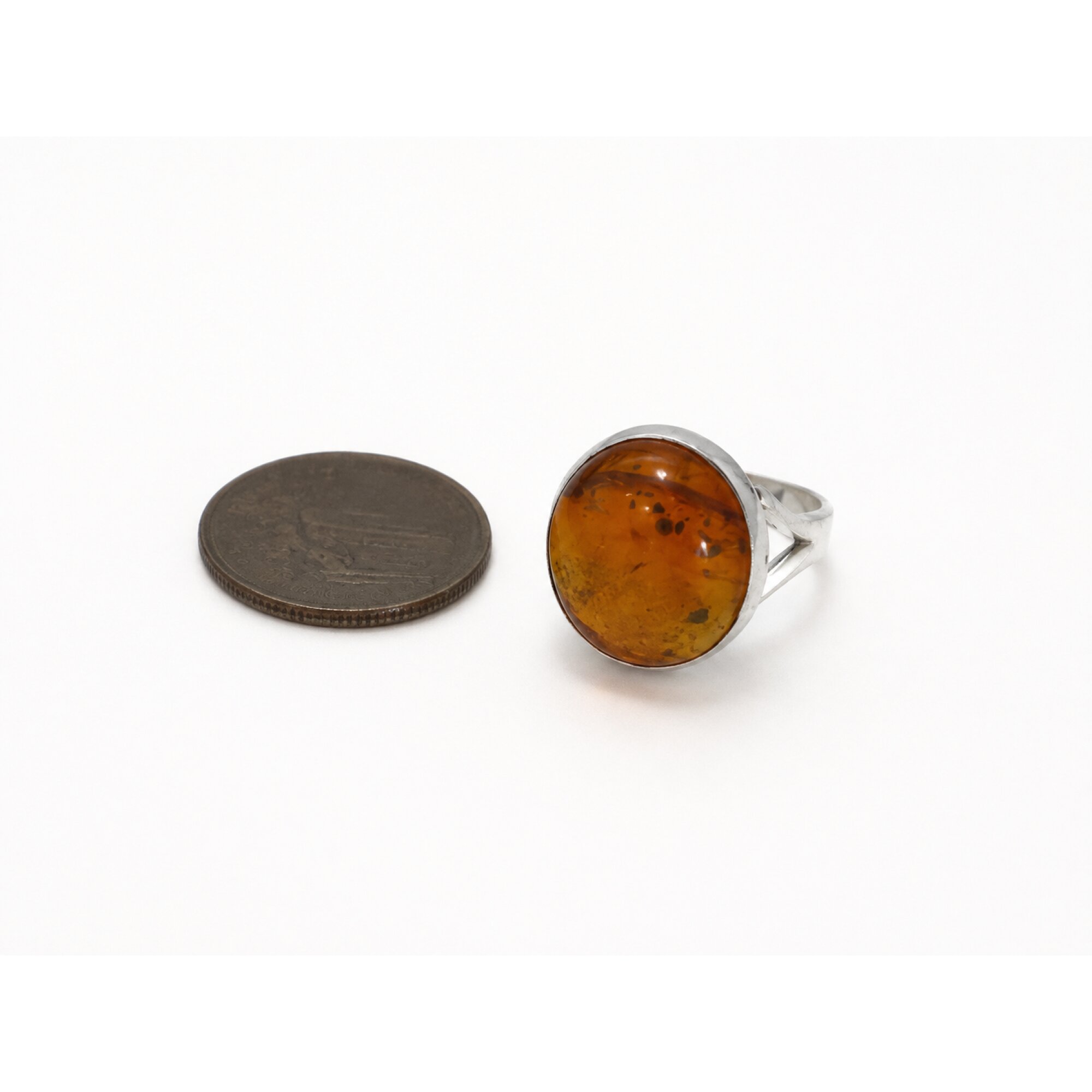 Timeless Clear Deep Orange Dominican Amber 925 Sterling Silver Ring #9.5 – photo 4