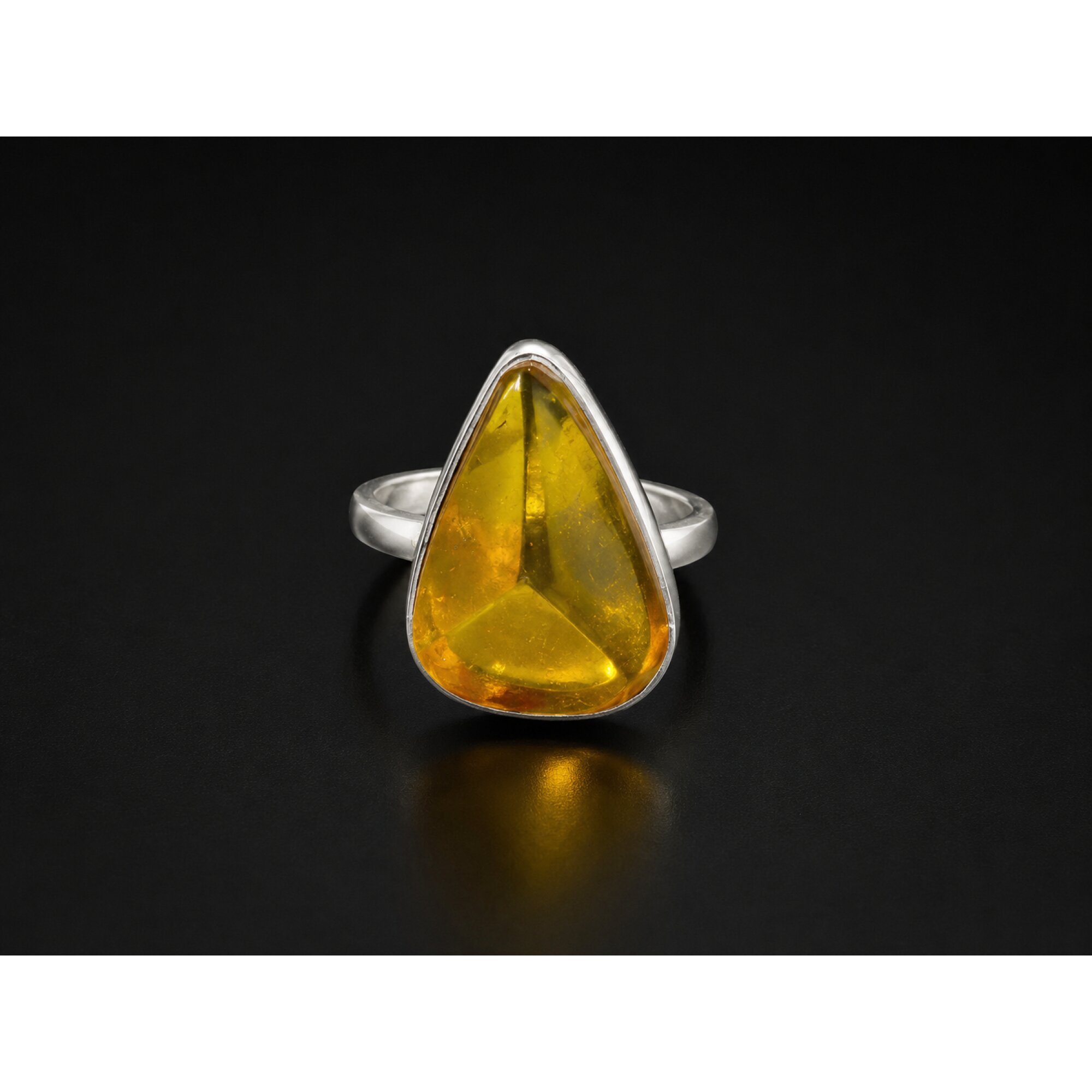 Handcrafted Clear Light Orange Dominican Amber 925 Sterling Silver Ring #5 – photo 2