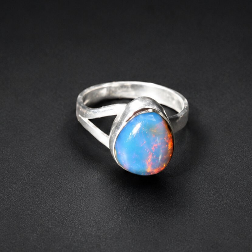 Exclusive Clear Premium Blue Dominican Amber 925 Sterling Silver Ring #6 – photo 5